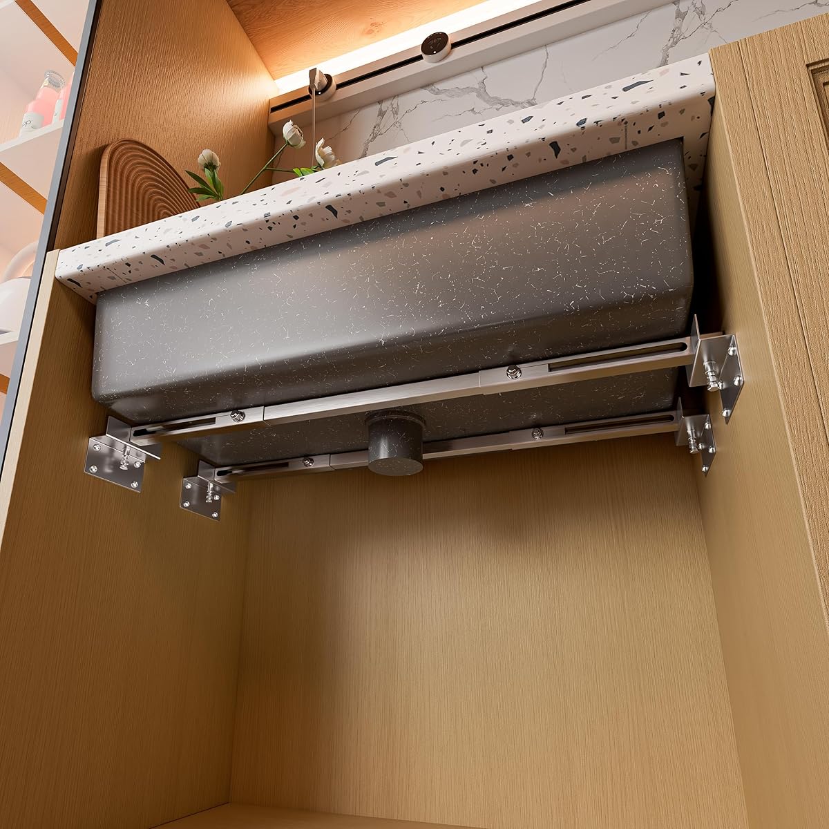 CPT-4 Undermount Sink Supports Brackets Adjustable Stainless Steel Installation Kit for Heavy Duty Undermount Kitchen Sink (28-39.4 inches（71-100cm）)