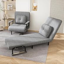 3 in 1 Folding Sofa Bed, Convertible Fold Out Chair Bed with 5-Position Adjustable Backrest, Pillow, Foldable Mattress, Space-Saving for Living Room Bedroom Dorm Blue-46''