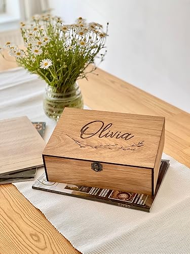 Miniatura 4 de Personalized wooden name box for memories, keepsake - Christmas gift, present for Him, Boyfriend, Boy, Guy, Groomsmen, Friend for Birthday (Oak)