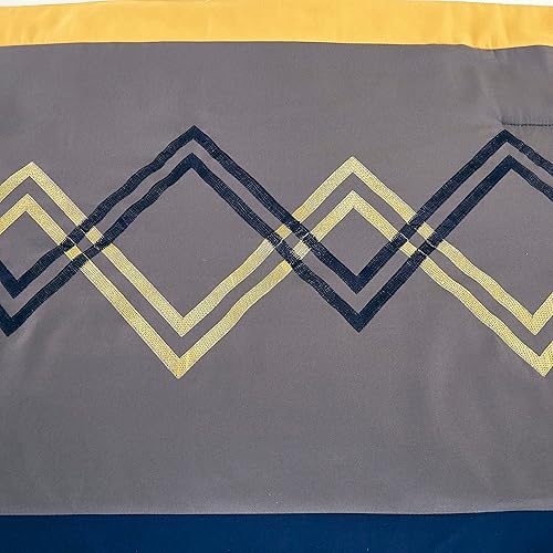 Miniatura 7 de Chezmoi Collection Arden - Juego de edredón moderno de 7 piezas con diseño de rayas plisadas bordadas en zigzag (tamaño matrimonial, azul