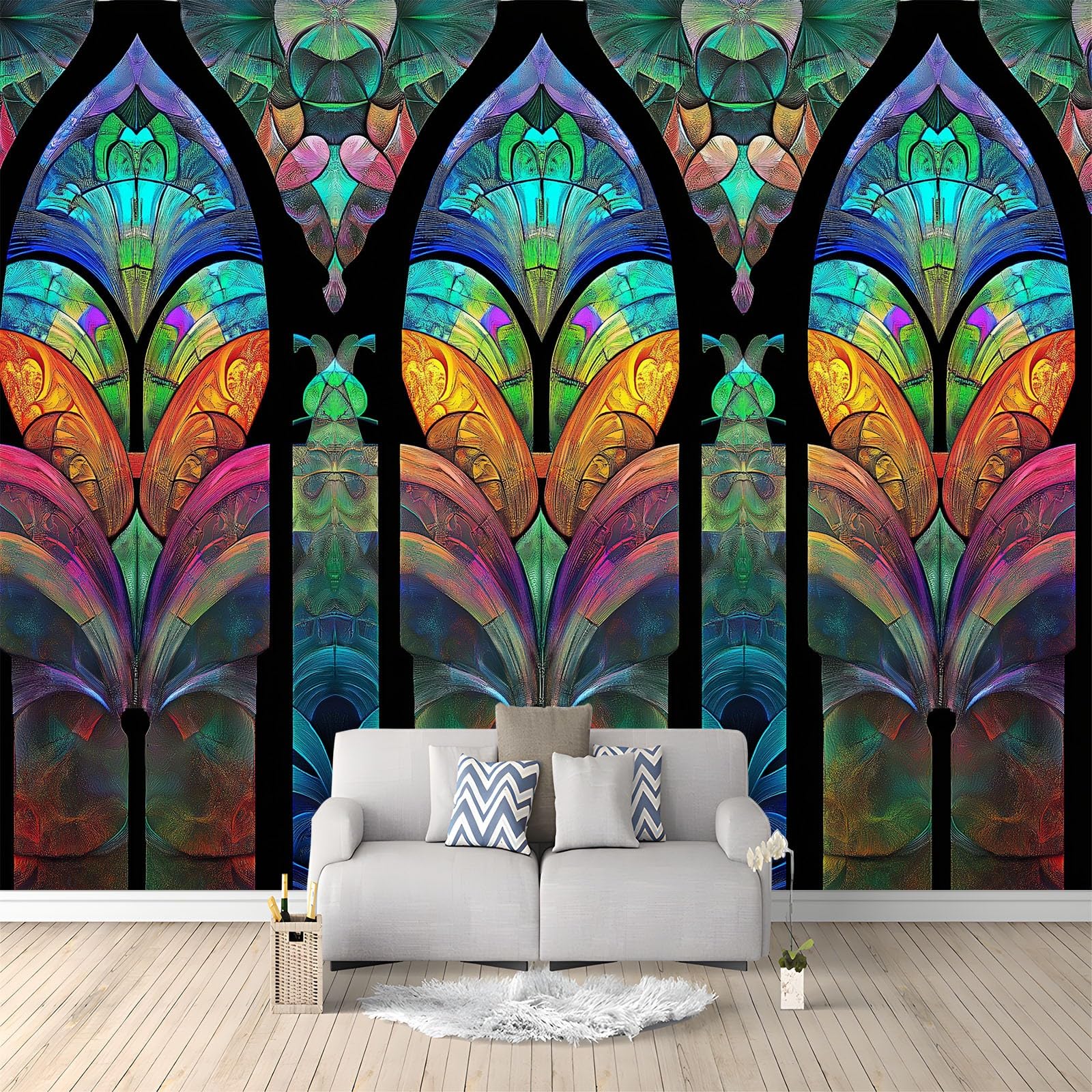 Fototapeta Gothic Glass Fantazyjny łuk 500 x 280 cm Fototapeta - Dekoracja Plakat Sztuka Tapeta Nowoczesna Ściana do Domu Biura Sypialnia Salon, Kolor