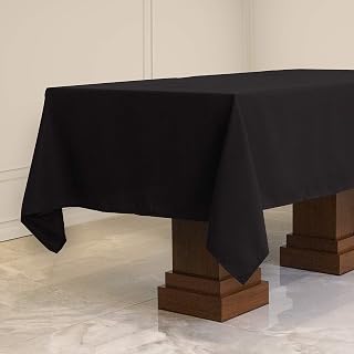 Rectangle Tablecloth (60 x 102 Inch) Black Rectangular Table Cloth for 6 Foot Table | Heavy Duty Fabric | Stain Proof Table Cloth for Parties, Weddings, Kitchen, Wrinkle-Resistant Table Cover