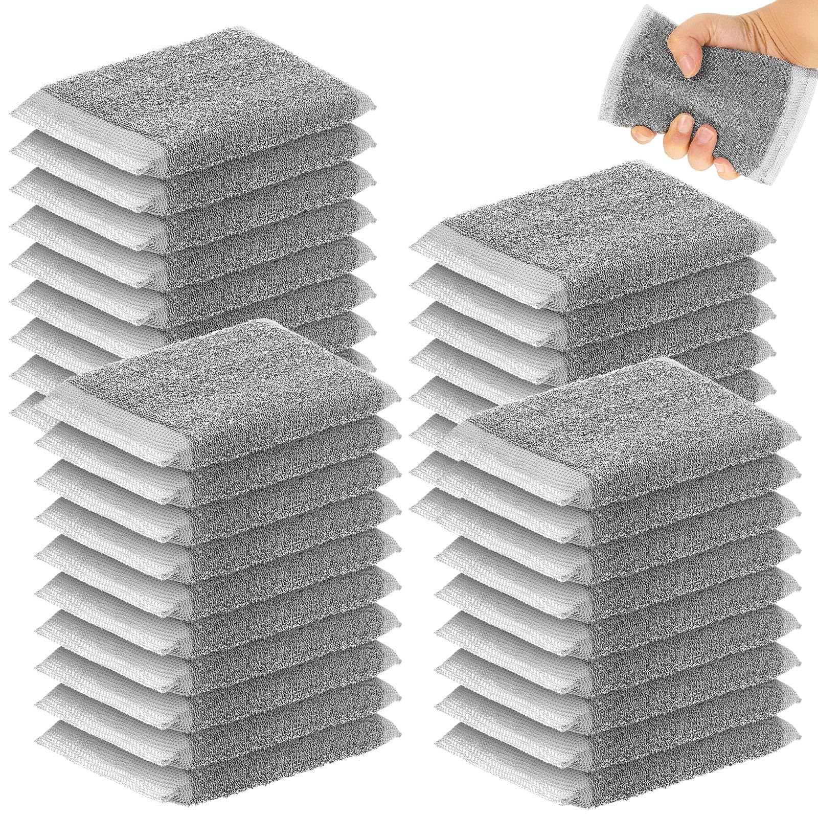 Thyle 36 Stück Stahl-Schwämme für Geschirr, kratzfester Scheuerschwamm, Mehrzweck-Metallschrubber, strapazierfähig, Geschirrwäsche, Küchenschwamm für Töpfe, Geschirr, Reinigung von harten Oberflächen,