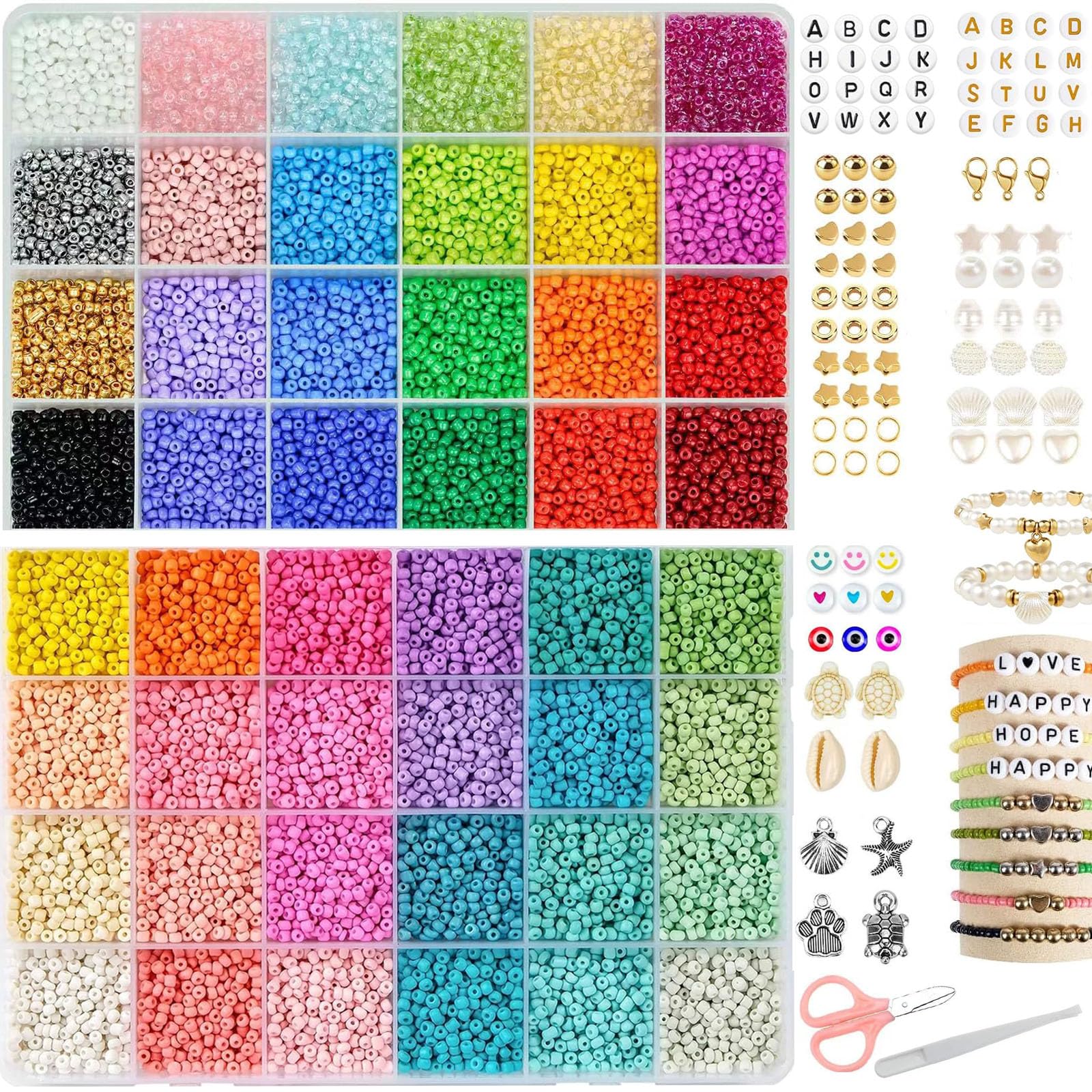 Kit Perline Per Braccialetti 12662 Pezzi - 24 Colori, Lettere, Accessori Fai Da Te - Foto 6