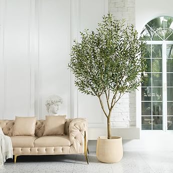 VeriNatural VN157 Artificial Olive Tree 240 cm Artificial Plant Large 4028 Leaves and 180 Fruits Like Real UV-Resistant Decorative Artificial Plants for Living Room Office Bathroom as Artificial Tree