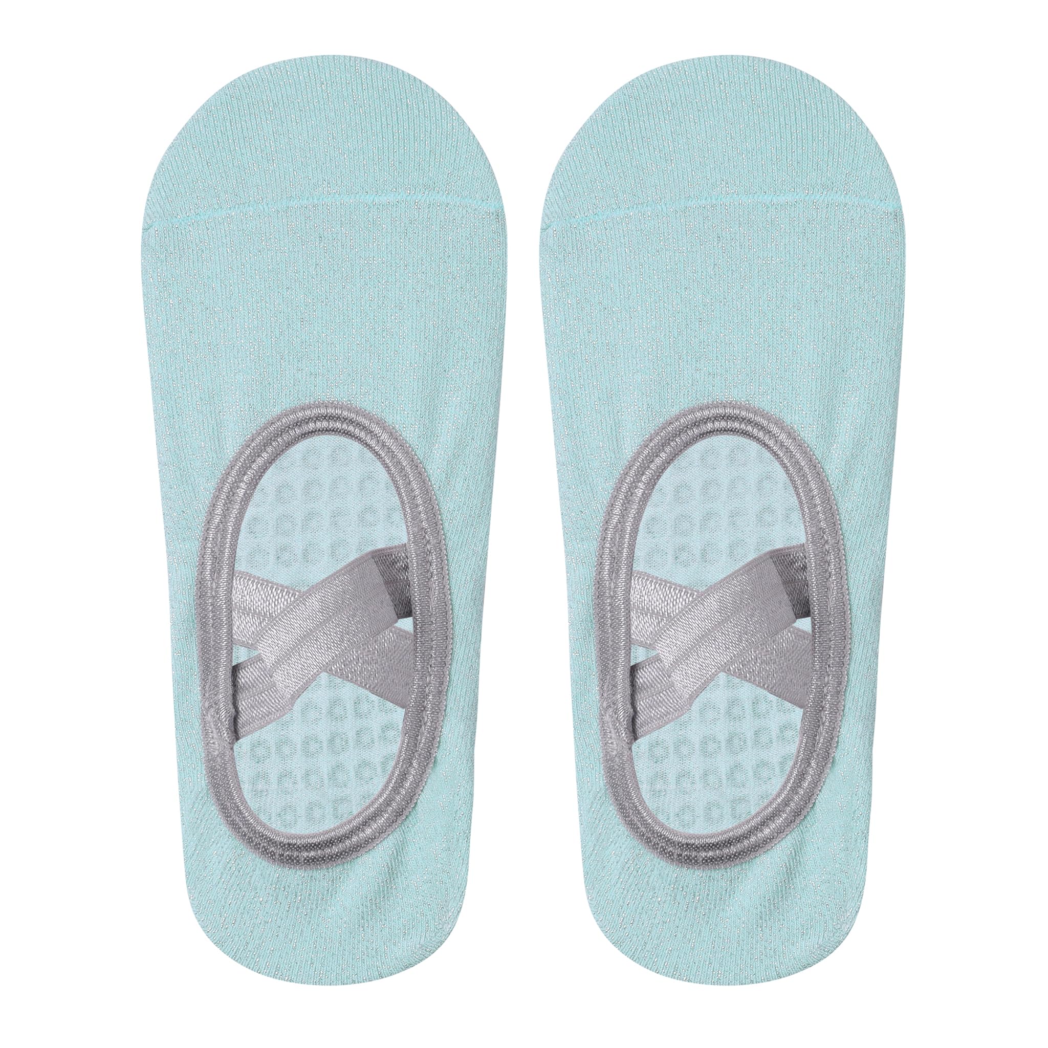 Mint & Oak Women Non-Slip Pilates Socks with Grips Ankle Length, Sea Green Pack of 1 | Silicone Cotton Socks | Ideal For Yoga, Pilates, Gym, Workout, Barre, Aeriel | Cute Women's Gift | Free Size 3