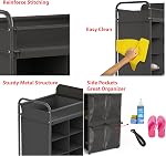 Simple Houseware 8 Tier Shoe Stand Tower Rack with 16 Cubes, Top Shelf and Side Hanging Pockets, Dark Gray