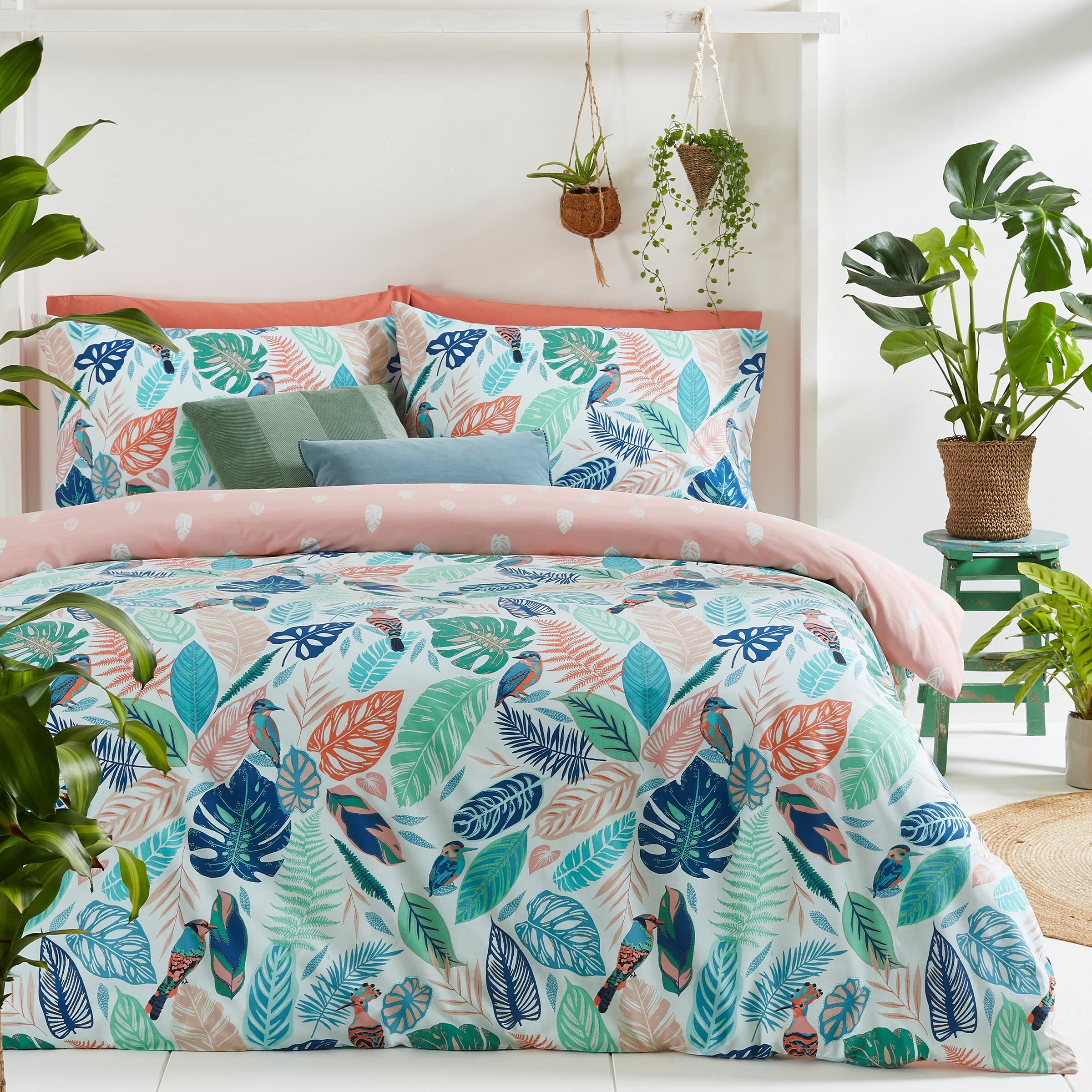 Furn Unisex Multicolor Guava Tropical Leaf Duvet Cover Set | Size: Double