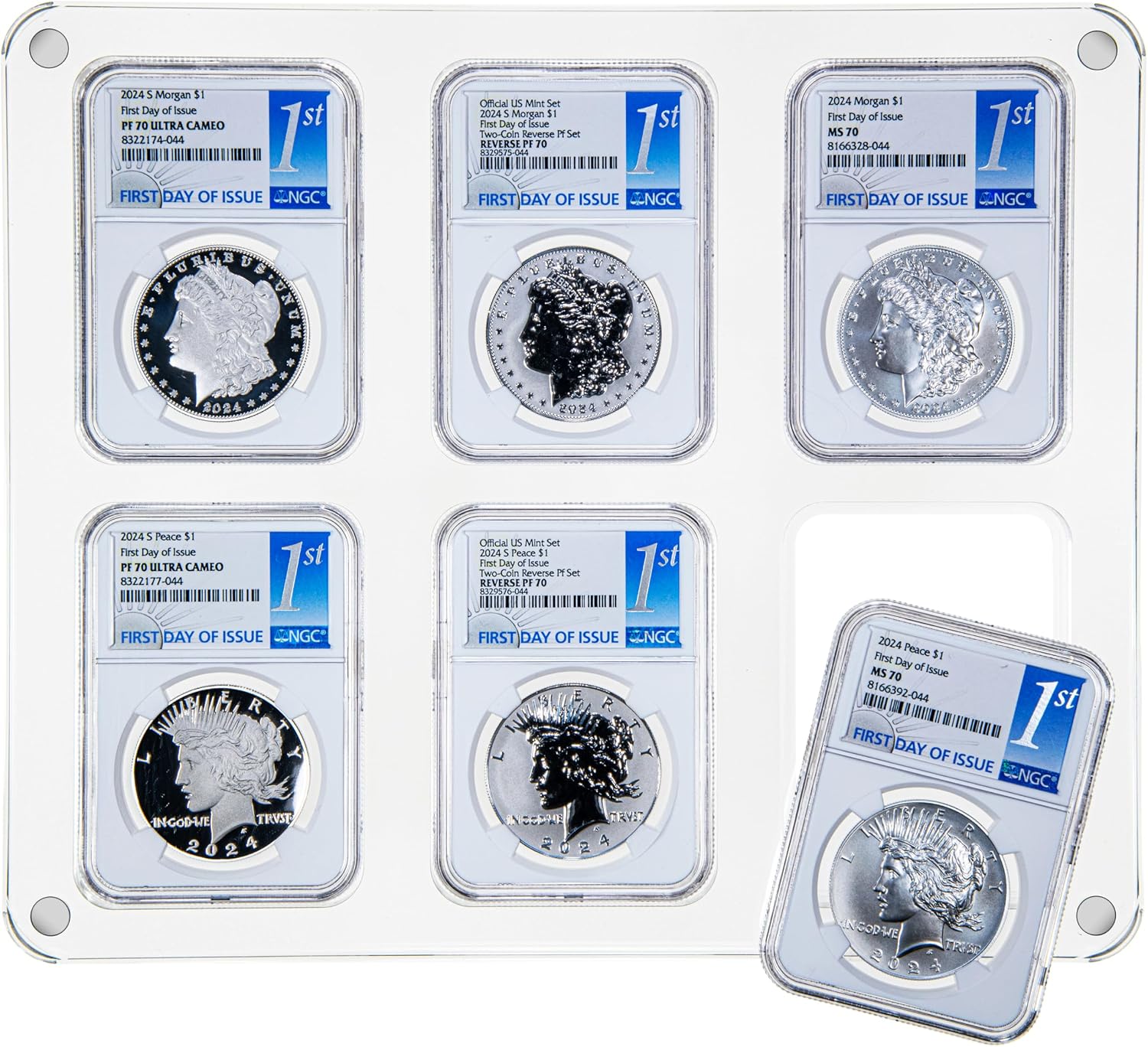*NEW* ViewBest Graded Coin Display and Storage Holder (Model VB-N6-CA) - Holds Six NGC Graded Coin Slabs, Full View (Front and Back), Crystal Clear Durable Acrylic