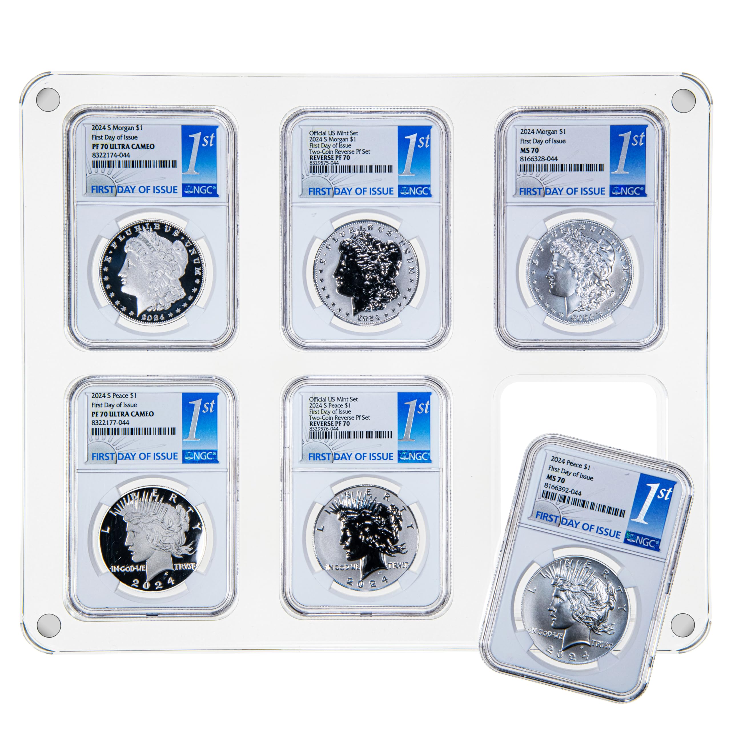 *NEW* ViewBest Graded Coin Display and Storage Holder (Model VB-N6-CA) - Holds Six NGC Graded Coin Slabs, Full View (Front and Back), Crystal Clear Durable Acrylic