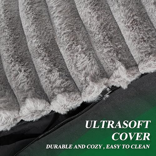 Miniatura 6 de Hobestluk Puf grande para adultos, sofá puff con relleno de espuma viscoelástica para sala de estar, dormitorio o balcón (rayas gris)