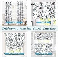 Vista 6 de DriftAway Jasmine - Cenefa de cortina de ventana con aislamiento térmico botánico de acuarela para sala de estar, dormitorio, cocina, 2 capas de 52