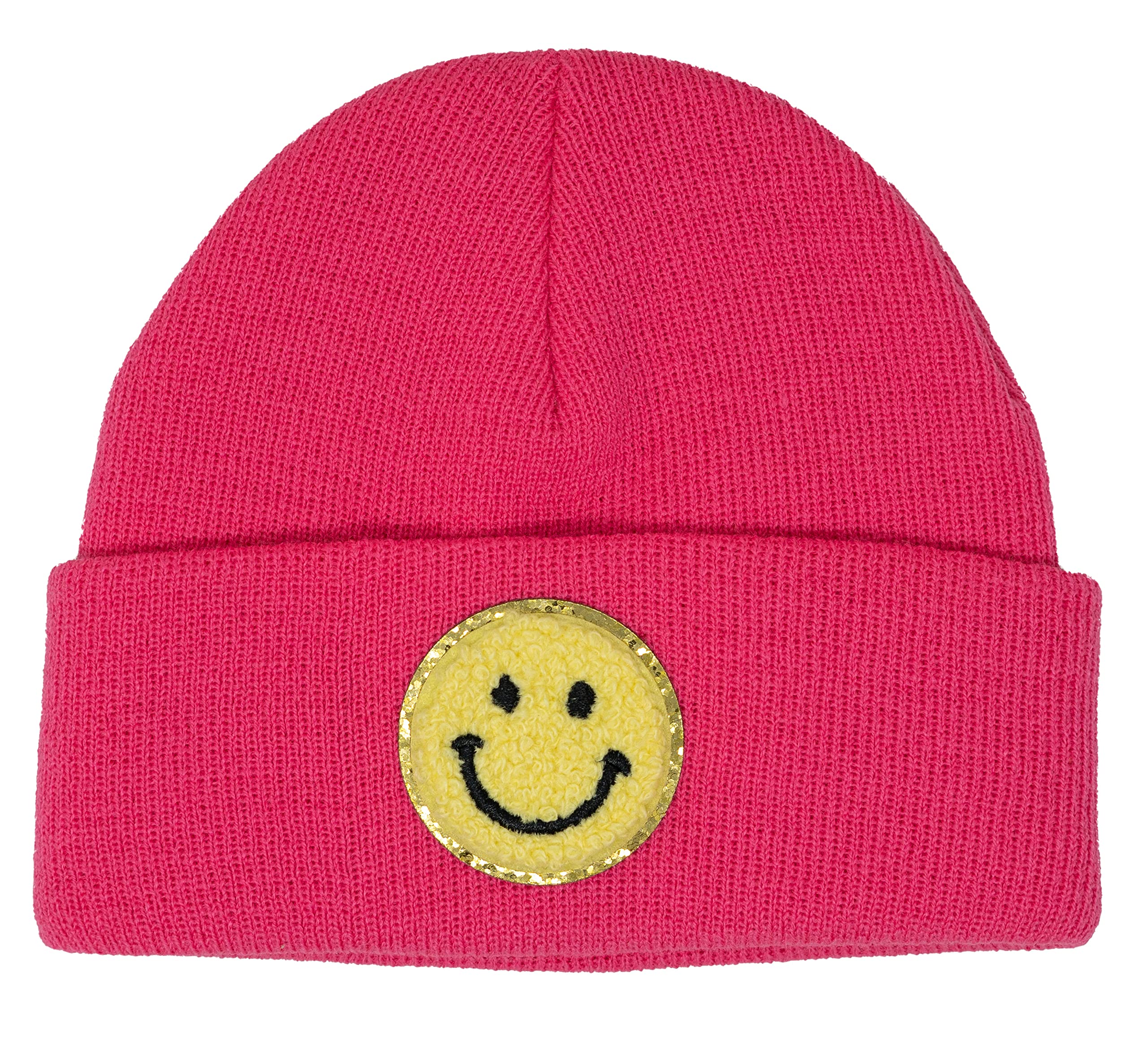 Funky Junque Adorable Newborn Baby Smiley Face Beanie - Soft Knit Winter Hat with Premium Suede Patch