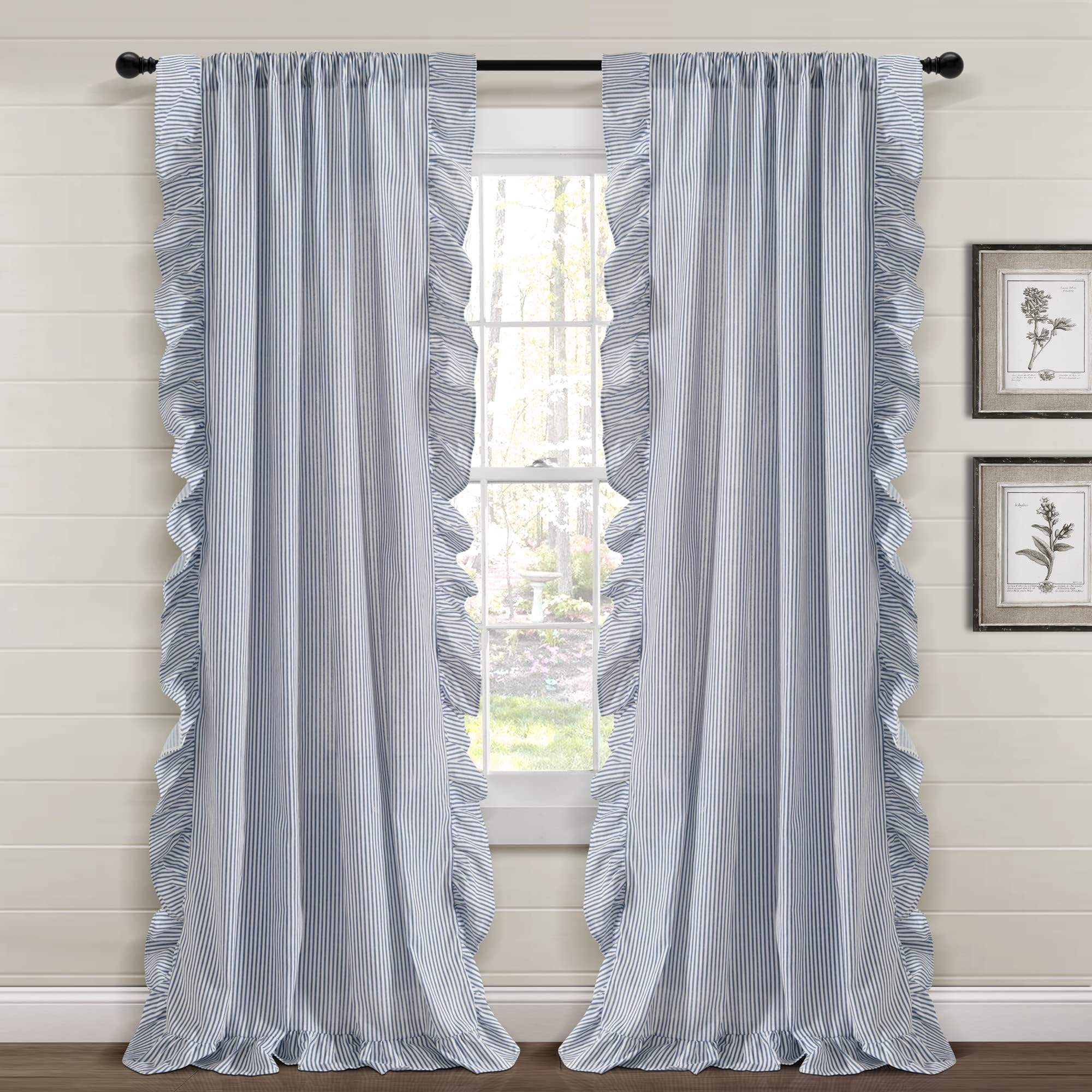Amazon Stoneberry Home Ruffled Window Curtain Set Polyester Blue amazon-stoneberry-home-ruffled-window-curtain-set-polyester-blue