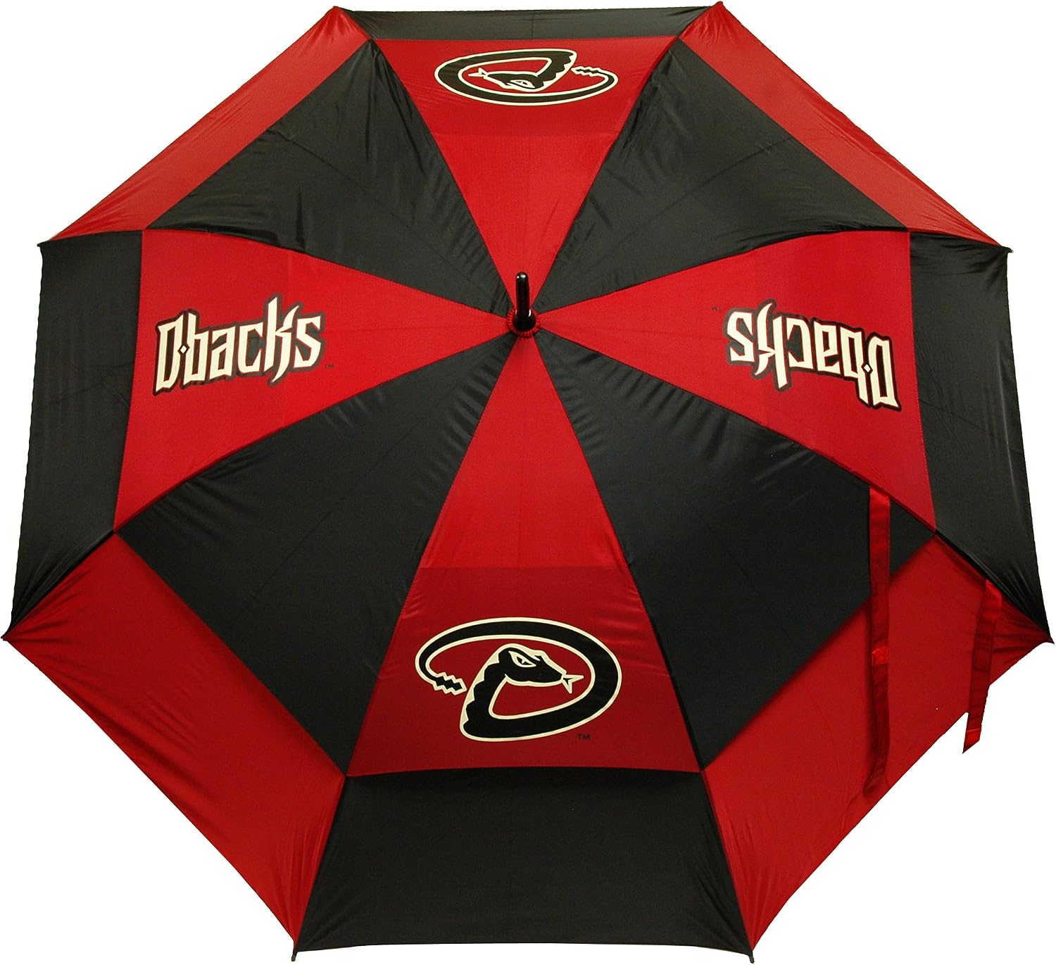 Team Golf MLB 62" Golf Umbrella with Protective Sheath, Double Canopy Wind Protection Design, Auto Open Button