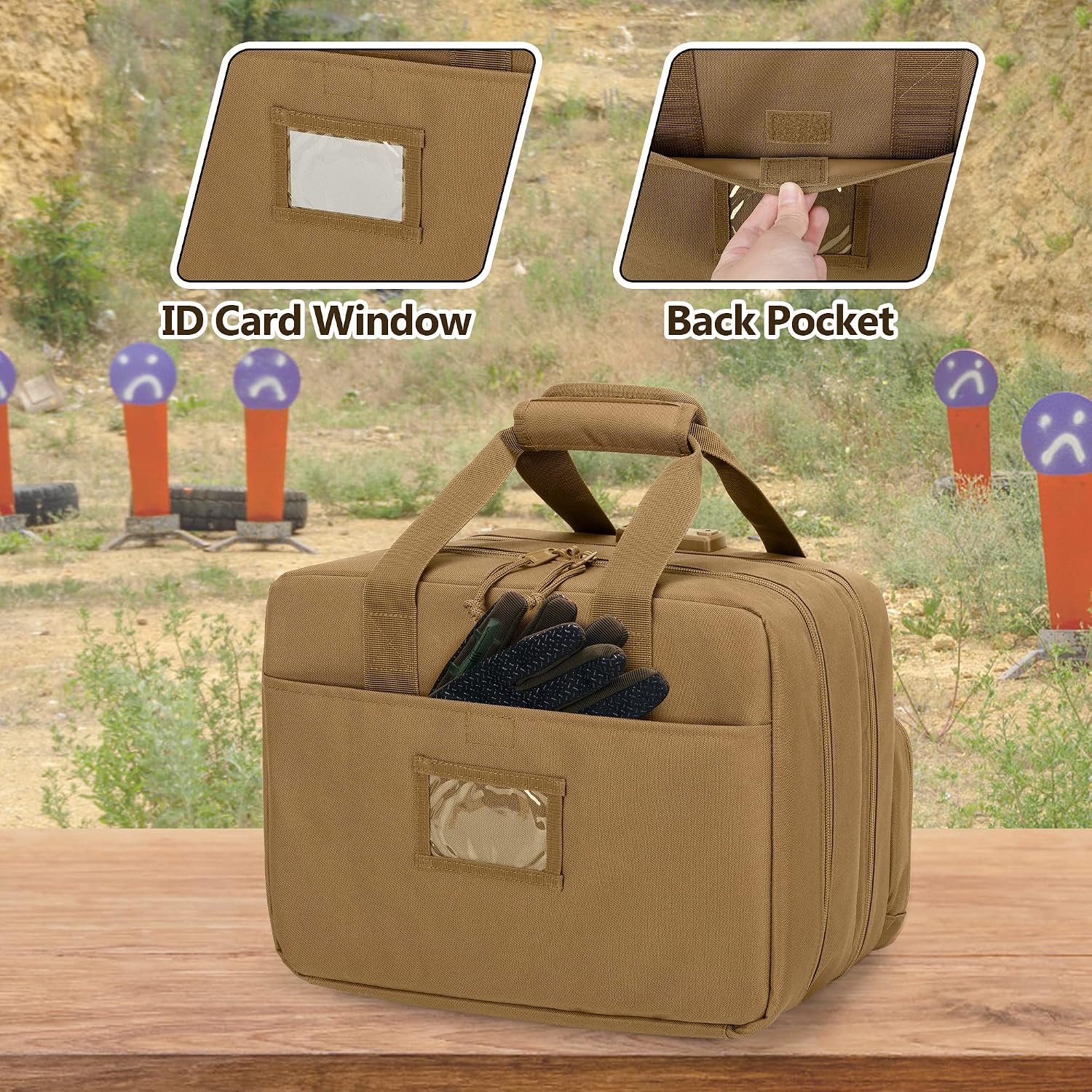 GOBUROS Tactical Gun Range Bag for 4 Handguns and Ammo, Pistol Duffle Bag with TSA Lock and 14x Magazine Slots for Hunting Shooting Range Sport