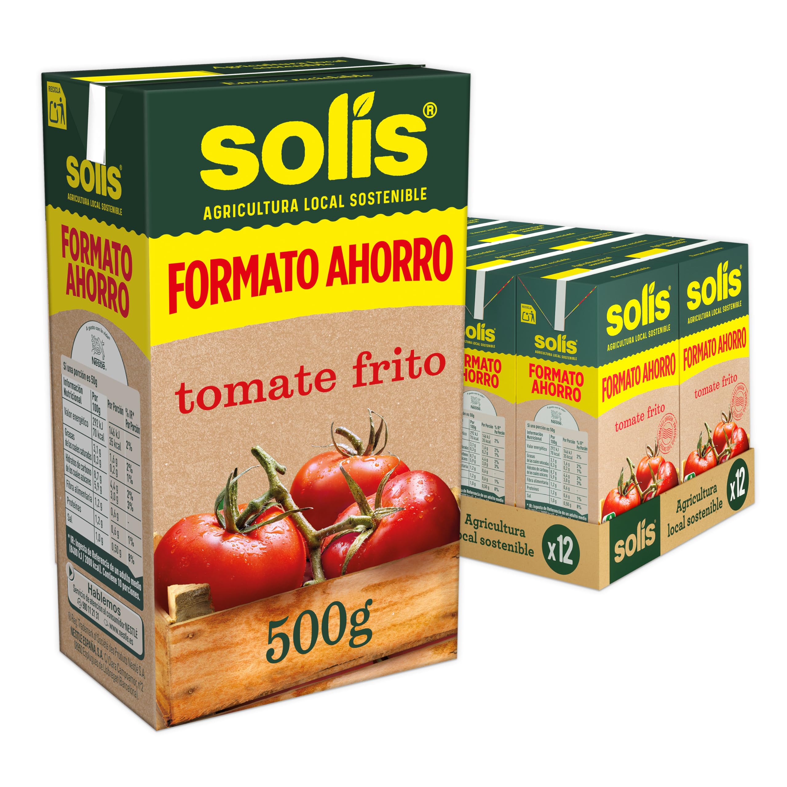 Solis Tomate Frito Formato Ahorro Brick 500 g (salsa de tomate)