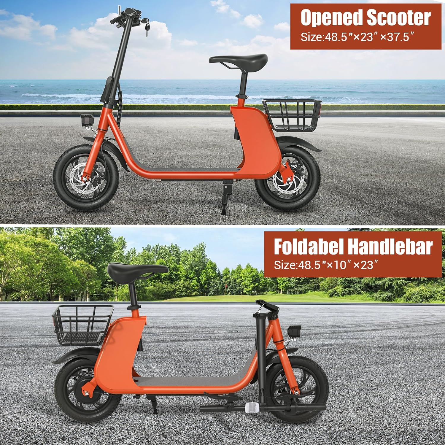 RIDWIND 450/850W Peak Motor Electric Scooter with Seat for Adults, 20 MPH, 25-Mile Range, 330 lbs Load Portable E Scooter with Seat for Commuting,Dog,Cargo,Dual Disk Brake, UL2272 Certificate