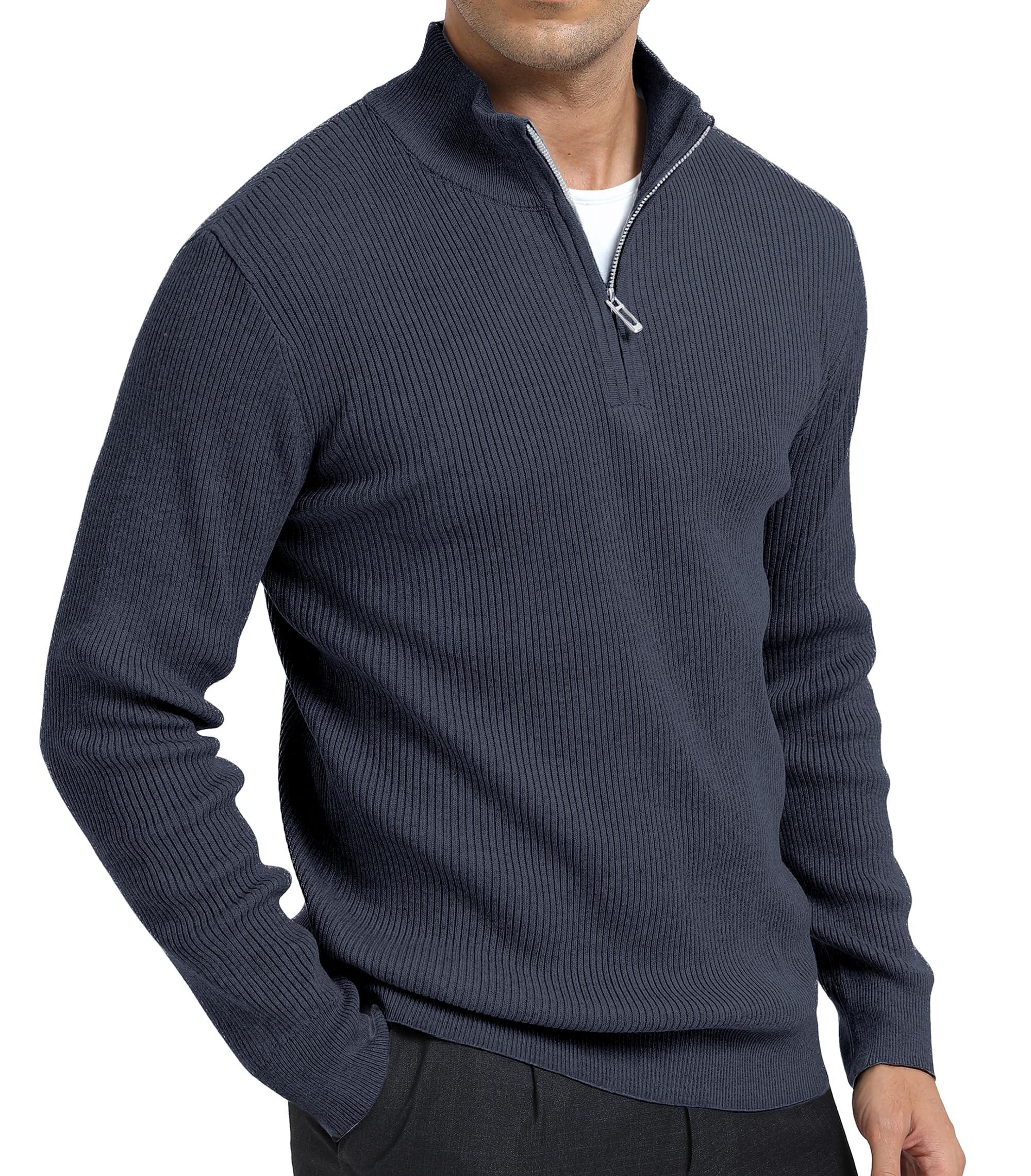 DAFENP Maglione Uomo Invernale Collo Alto con Zip Pullover Dolcevita Lavoro Caldo Lungo Sweater