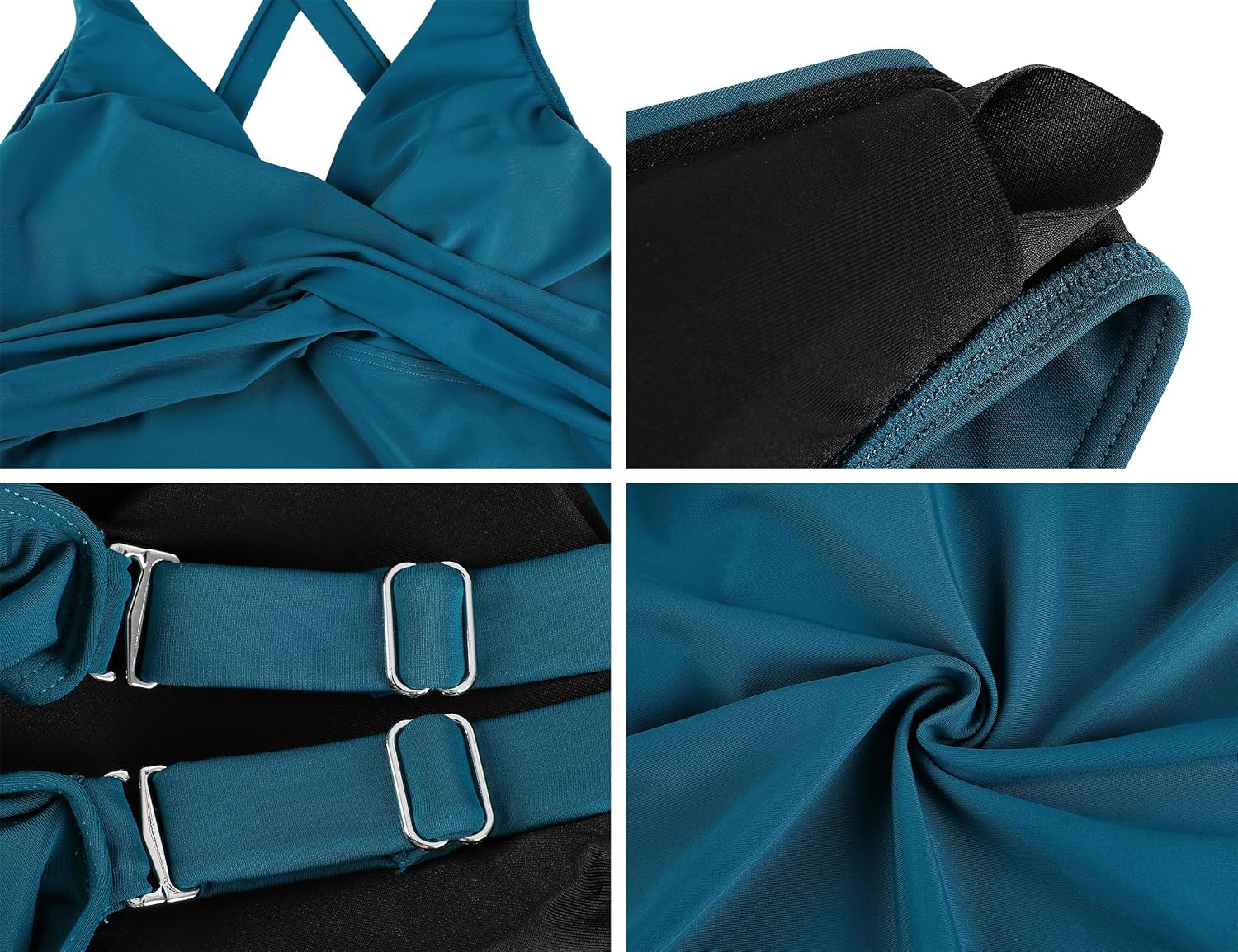 Hilor Women's Underwire Tankini Top Tummy Control Bathing Suits Sexy V Neck Crossover Swim Top Only - Image 8