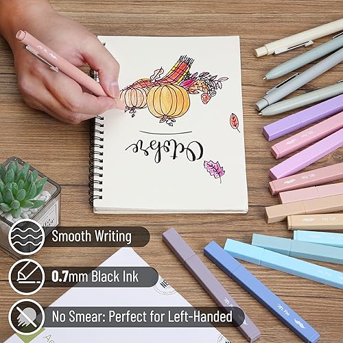 Miniatura 4 de Mr. Pen - Resaltadores estéticos y bolígrafos de gel, paquete de 17, 12 resaltadores pastel apagados que no se corren y 5 bolígrafos de gel