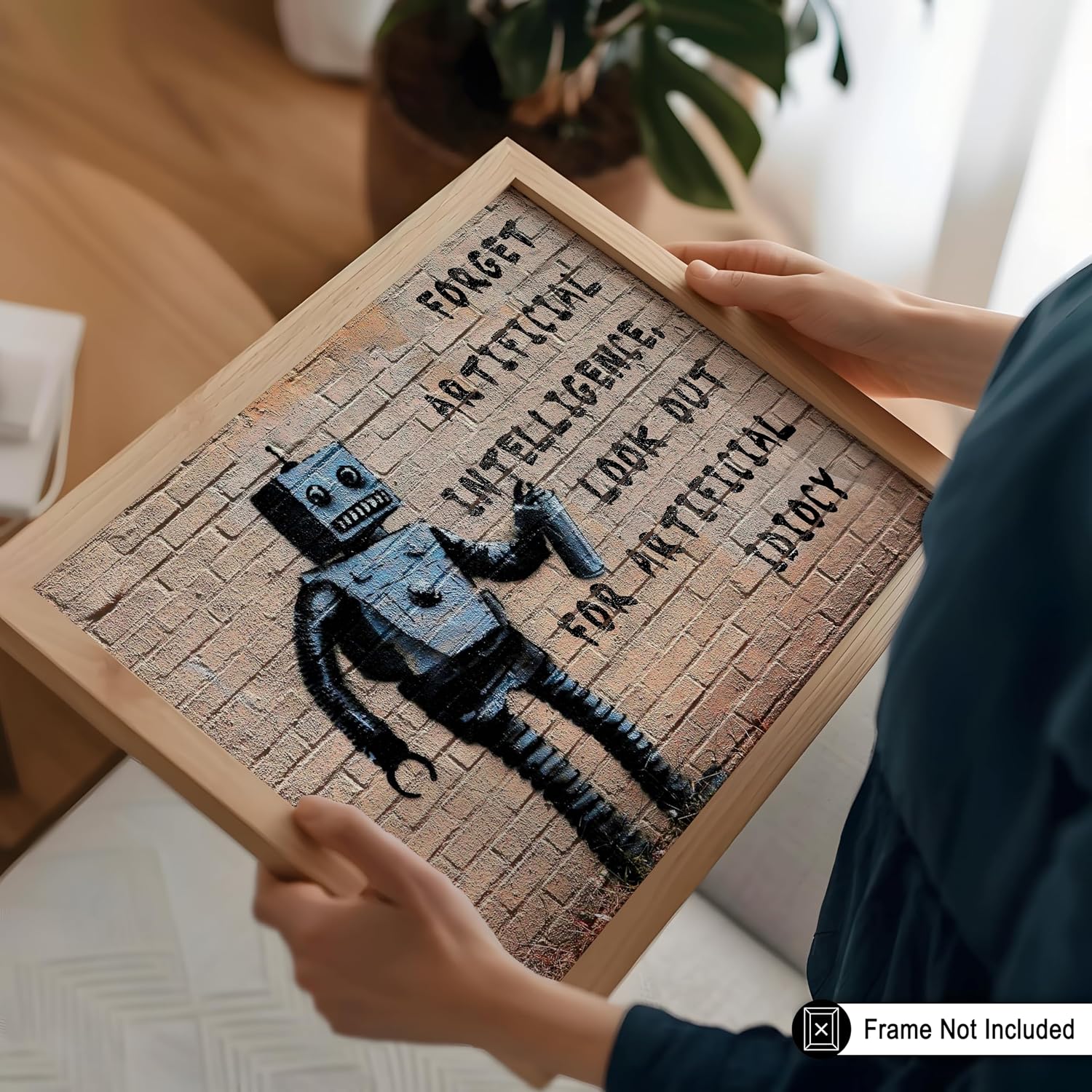 Poster Master Forget Artificial Intelligence Poster - Robot Print - Abstract Art - Street Illustration - Graffiti Painting - Pop Canvas - Banksy Graphic - Living Room or Office Decor - 8x10 UNFRAMED Wall Decor