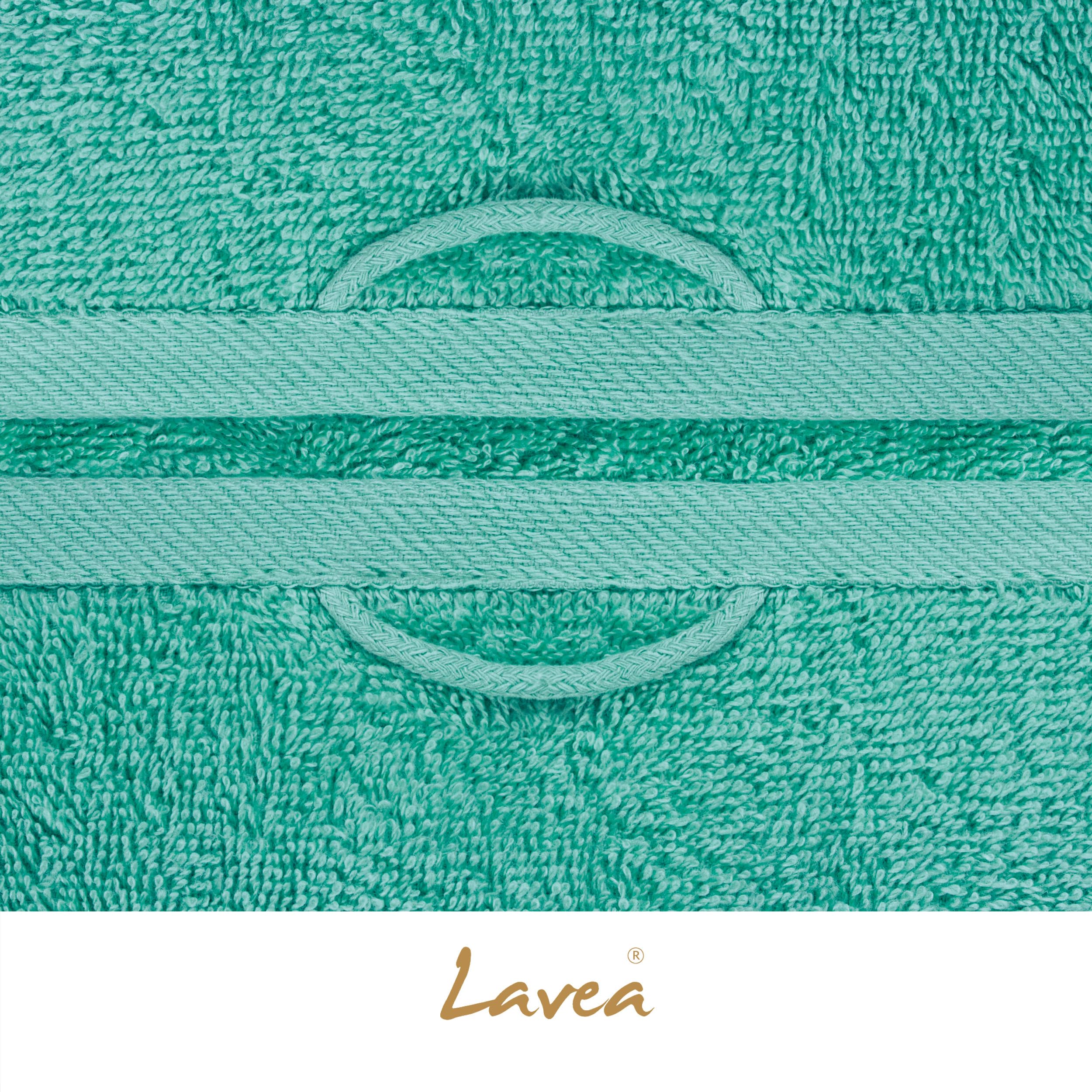 Lavea® Juego de 4 Alfombrillas de Baño 50x80 cm 100% Algodón – Absorbentes y Lavables – Alfombra de Baño y Alfombrilla de Ducha Ideales para Baño o Ducha – Turquesa