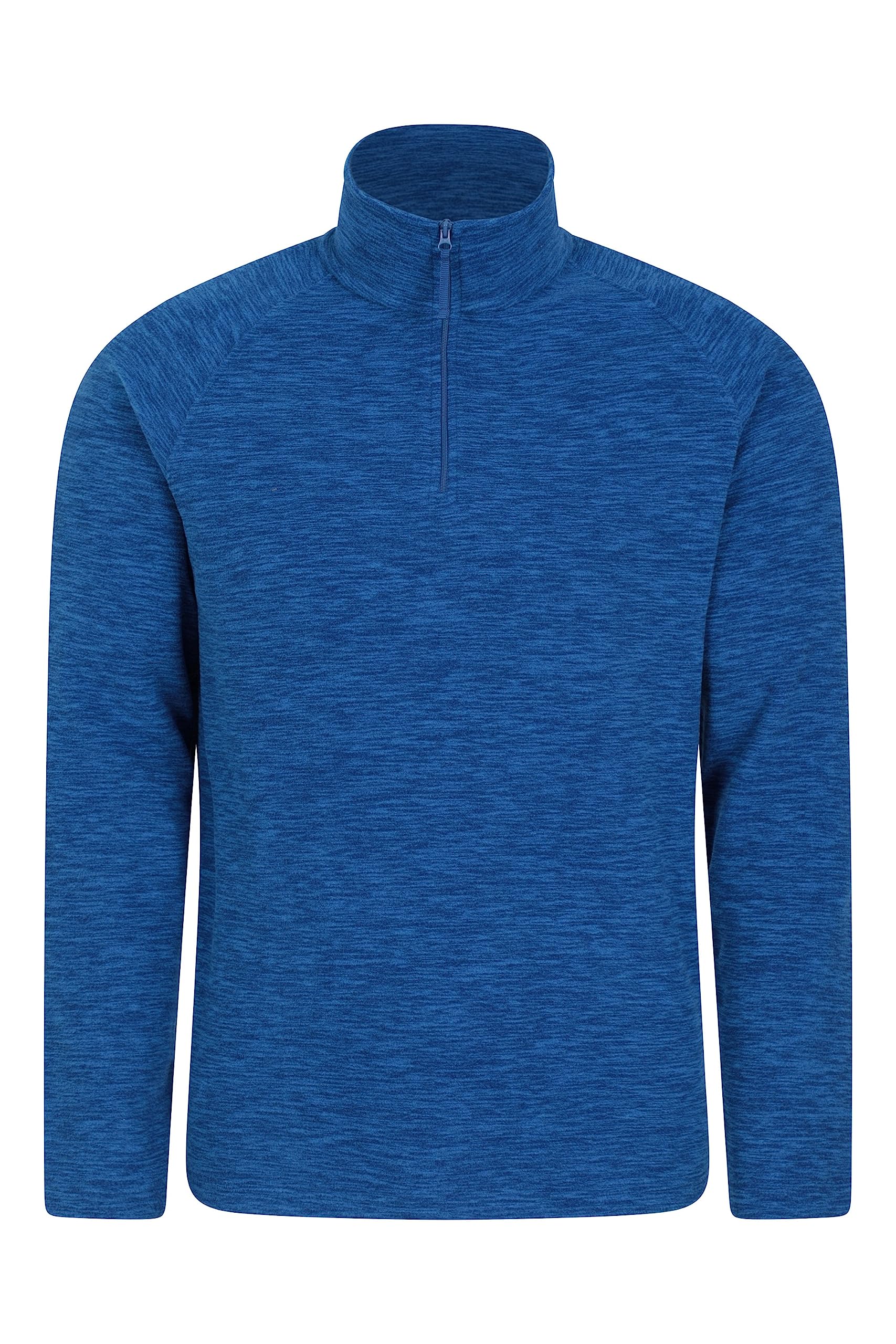 Mountain Warehouse Snowdon Mens Micro Fleece Top - Warm, Breathable, Quick Drying, Zip Collar Fleece Sweater, Soft & Smooth Pullover - For Spring Summer, Travelling, Walking Cobalt XXS