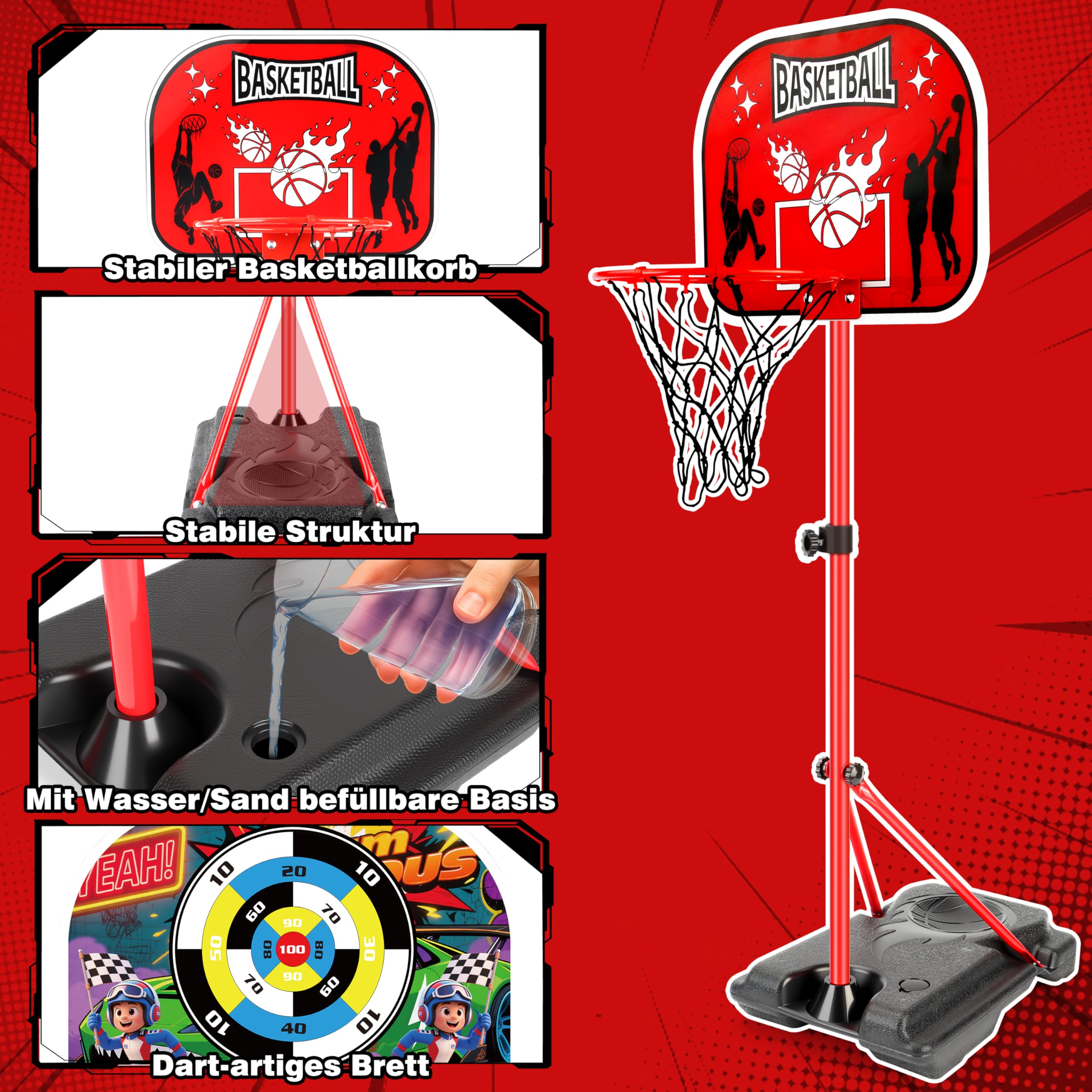 Aragallant Basketballkorb Kinder Indoor Outdoor