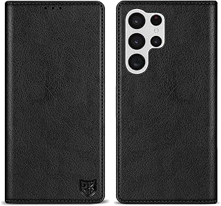 ZZXX Samsung Galaxy S22 Ultra Wallet Case with [RFID Blocking] Card Slot Stand Strong Magnetic Leather Flip Fold Protective Phone Case for Samsung Galaxy S22 Ultra 5G Case Wallet(Black-6.8 inch)