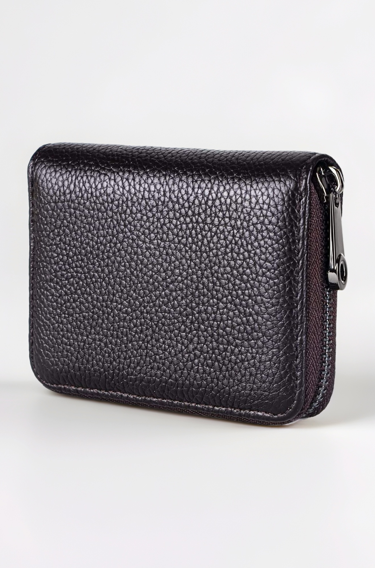 Genuine Leather Unisex Credit Card Holder Wallet Rfid Blocking Secure Card Case Id Case Organizer Zipper Wallet (Pop60-Brown-New)