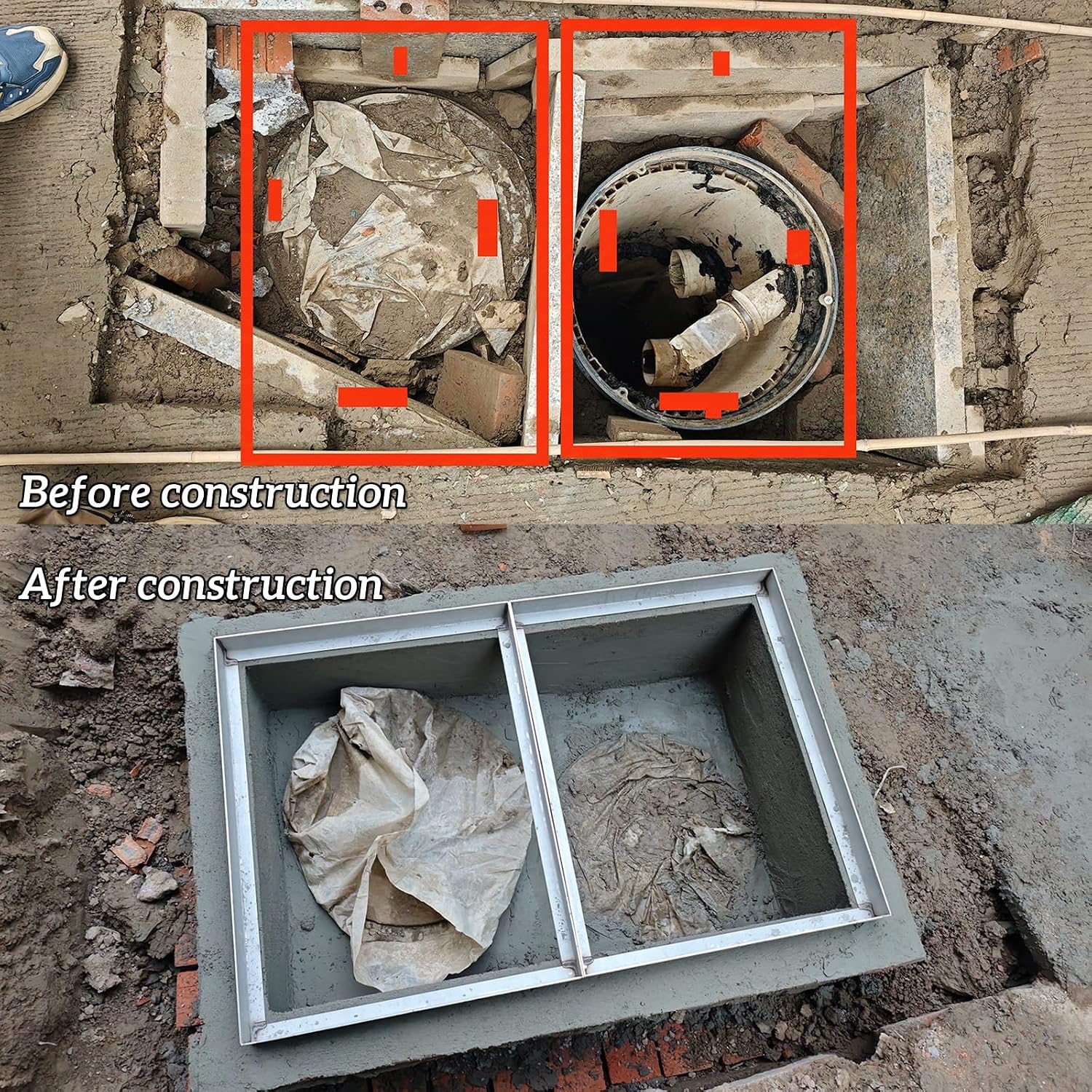 Stainless Steel Invisible Manhole Cover, Recessed Septic Tank Frame, Flat Flush Design, Customizable Size (50x50cm), Hidden Handles for Easy Access, Durable 304 Material