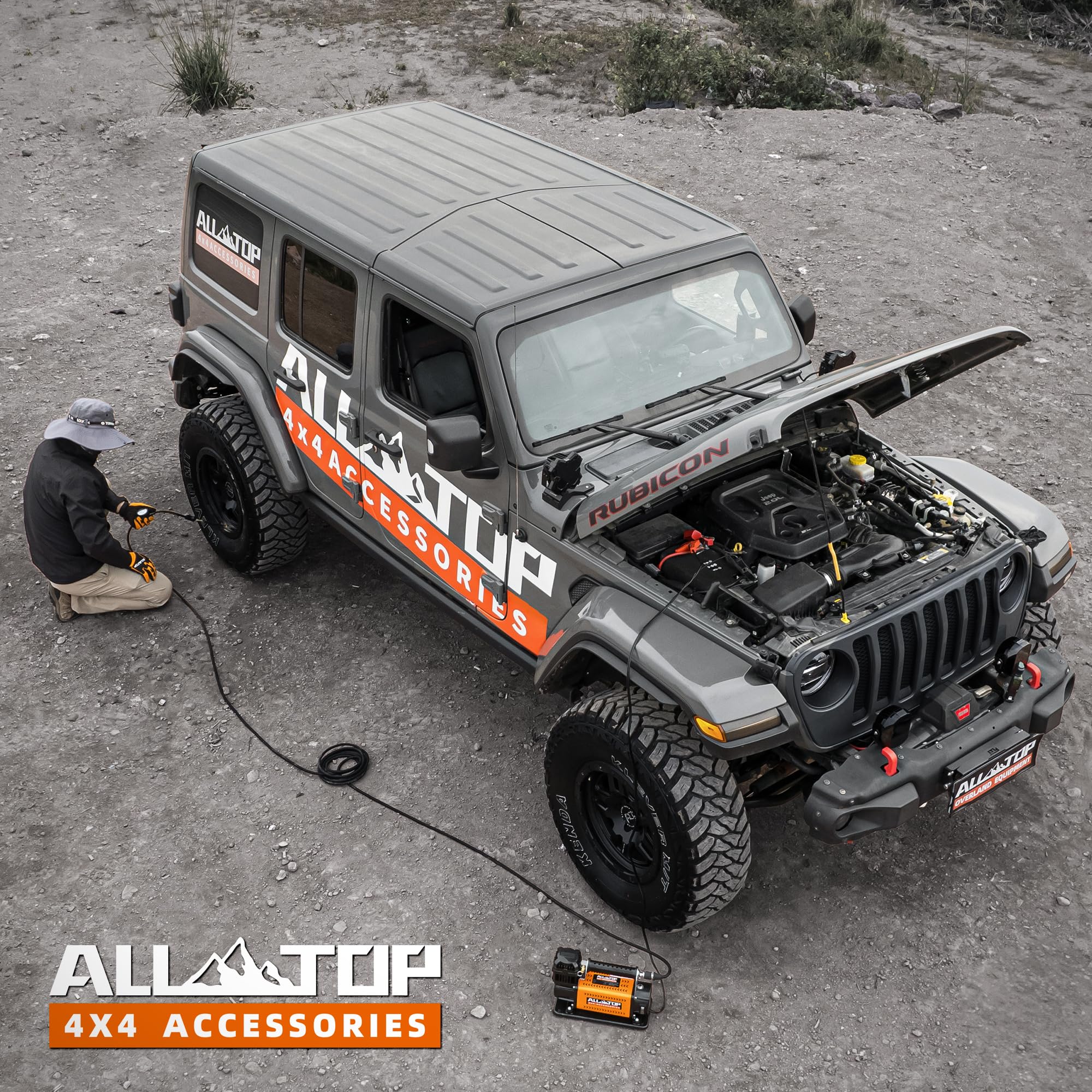 WERPOWER All-Top 4X4 I 12V DC Przenośna sprężarka powietrza Maximum Tire Pressure 150PSI Wskaźnik przepływu 180L/min (160L Sprężarka powietrza)