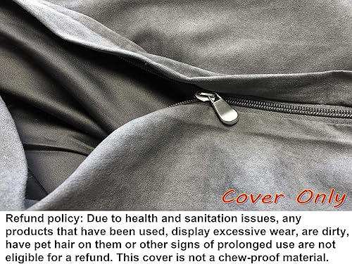 Miniatura 6 de Dogbed4less 55 x 37 x 4 pulgadas. Tamaño XXL funda de repuesto externa de tela de gamuza en color gris con forro de cremallera para almohada o