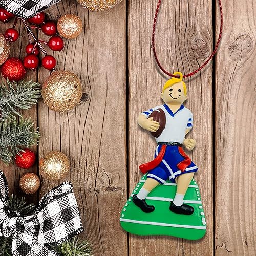 Miniatura 3 de Adornos de Navidad personalizados con bandera de fútbol 2021 Boy Blonde