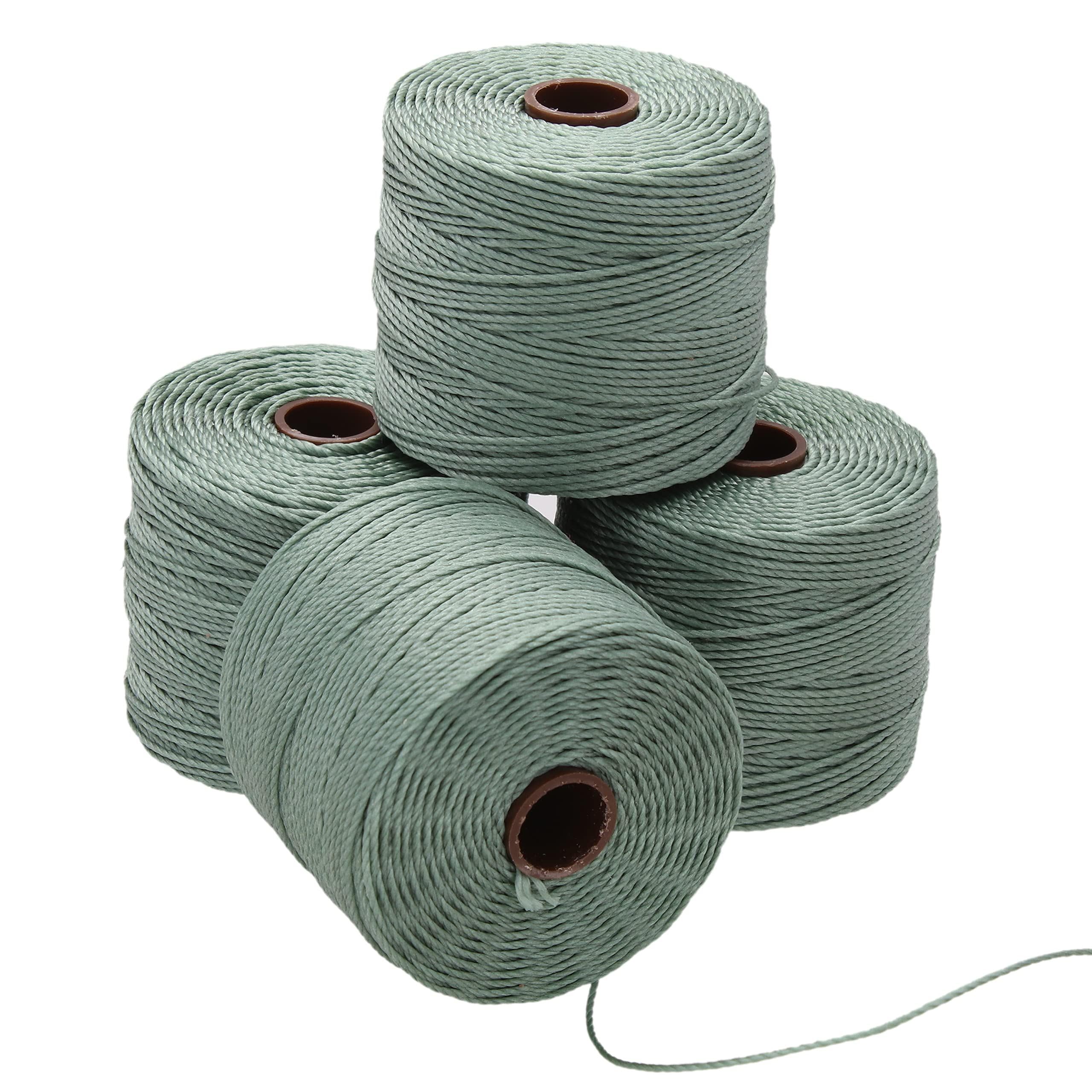 Cordon S-Lon #18 vert céleri fil nylon pour micro macramé crochet et perles 4 bobines