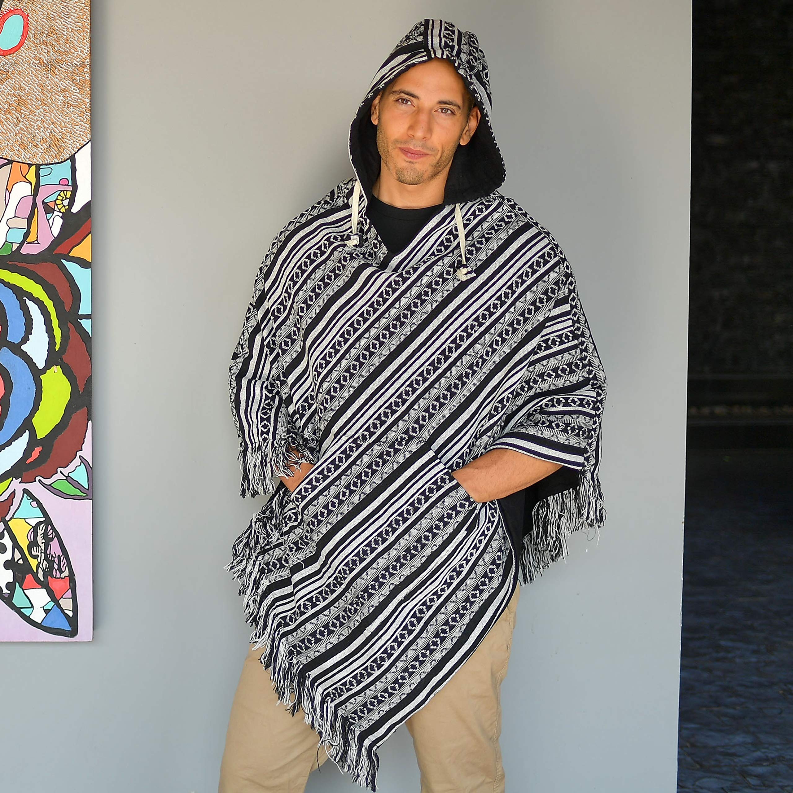 virblatt - Poncho Uomo & Poncho Donna | Cotone | Poncho Uomo Invernale |Double Face| Tabarro Uomo Poncho Messicano Maxi