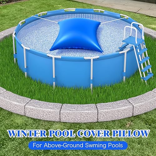 Miniatura 3 de Almohadas de aire de piscina de 4 x 4 pies para piscinas sobre el suelo, almohada de aire gruesa resistente al frío, almohadas de cierre de invierno