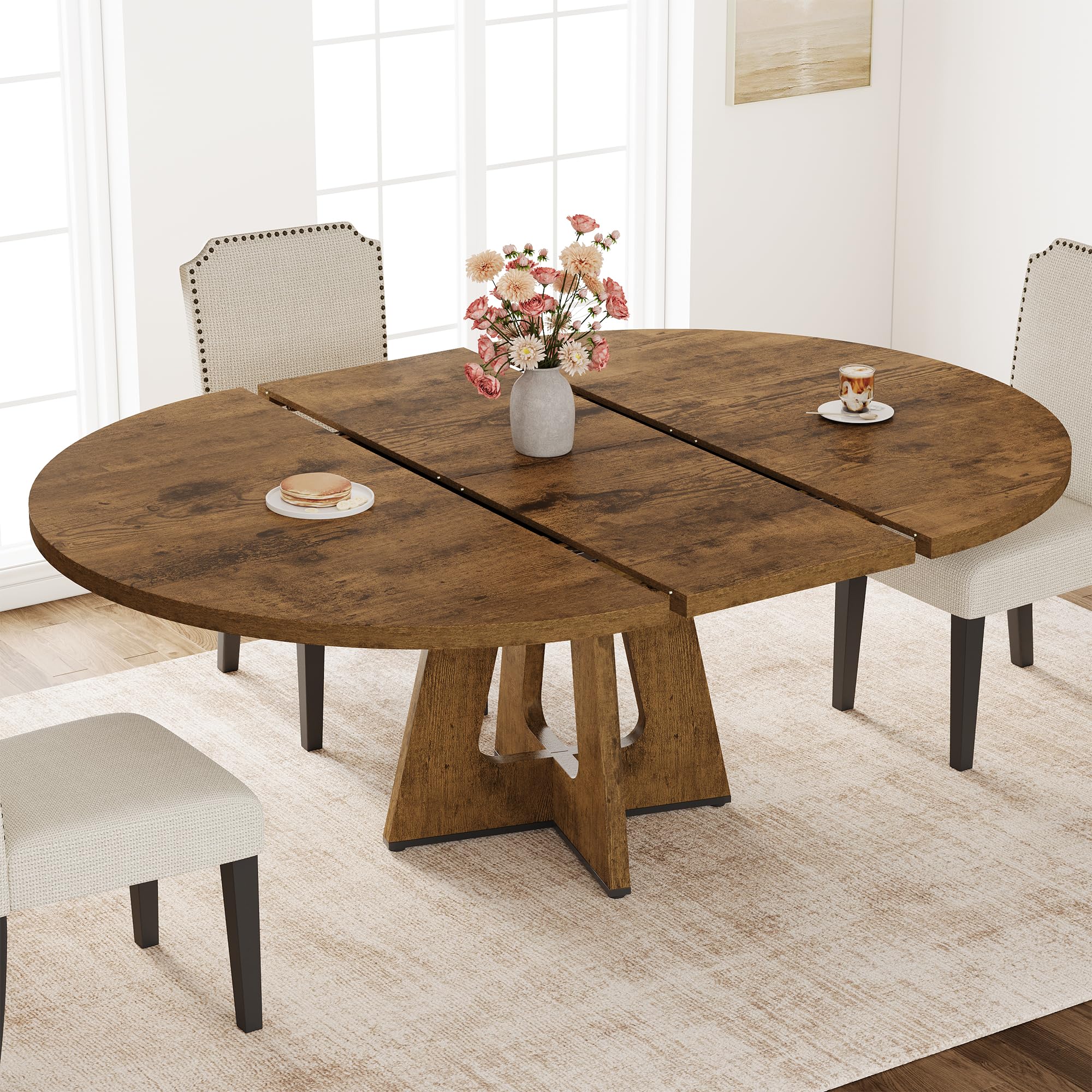 Photo 1 of Garvee 47"-63" Extendable Round Dining Table for 4-8 (Table Only) Vintage