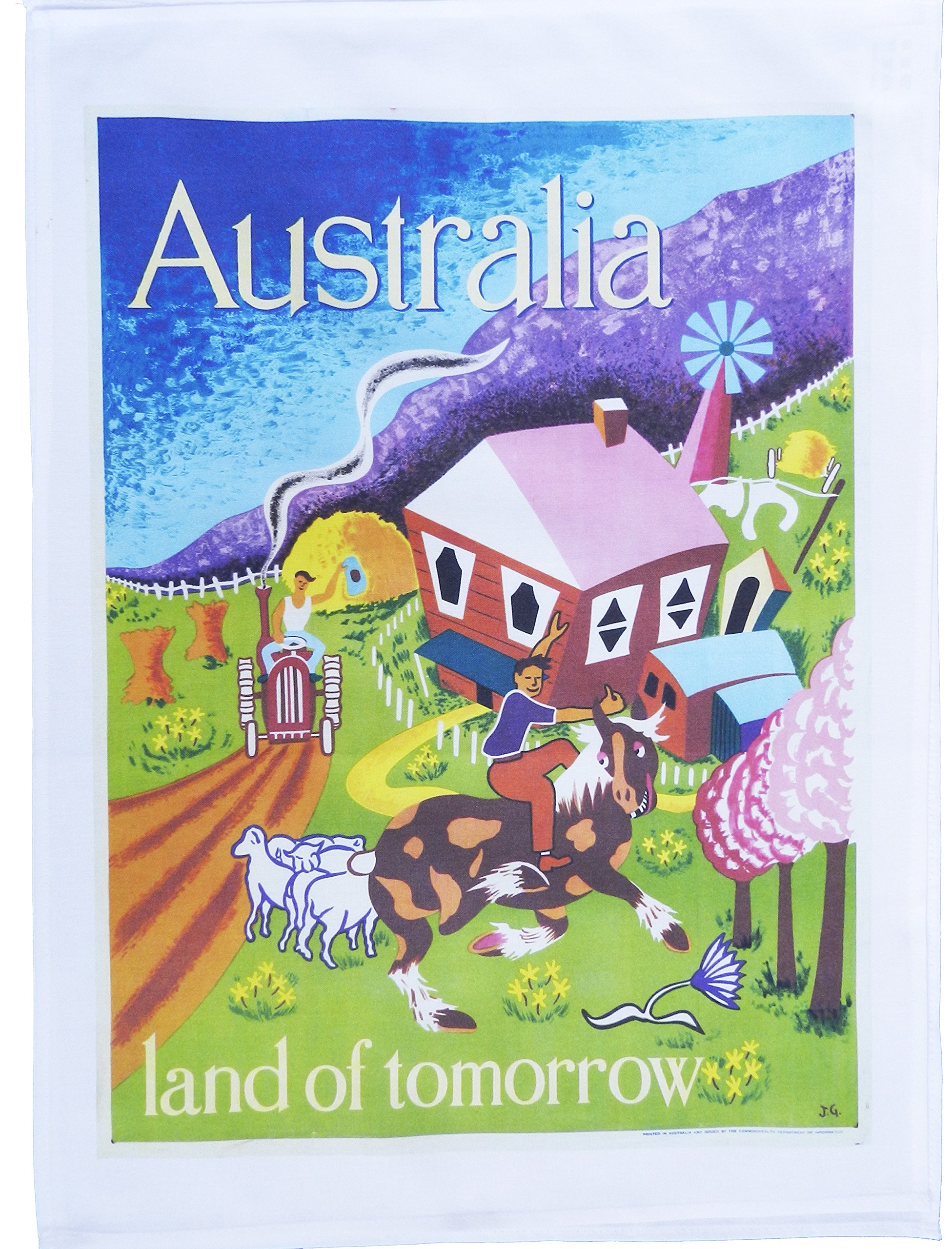 Half A Donkey Australia – Land Of Tomorrow - Large Cotton Tea Towel