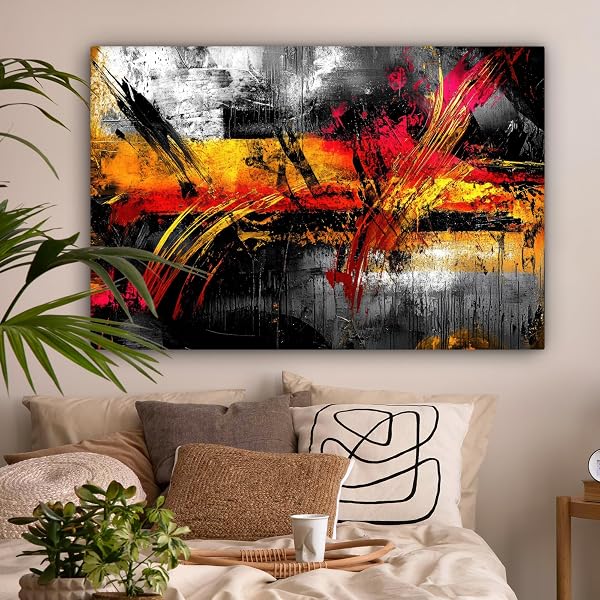 Tableau abstrait MuchoWow 120 x 80 cm, prêt à accrocher pour une décoration murale moderne et élégante.