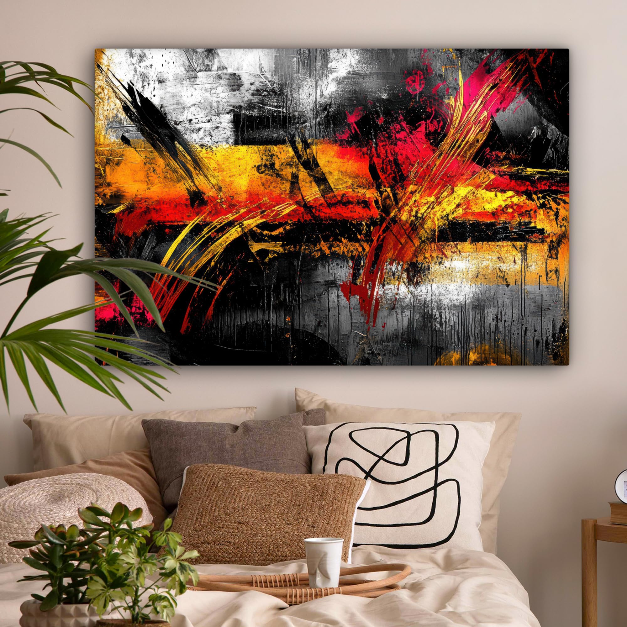 Tableau abstrait MuchoWow 120 x 80 cm, prêt à accrocher pour une décoration murale moderne et élégante.