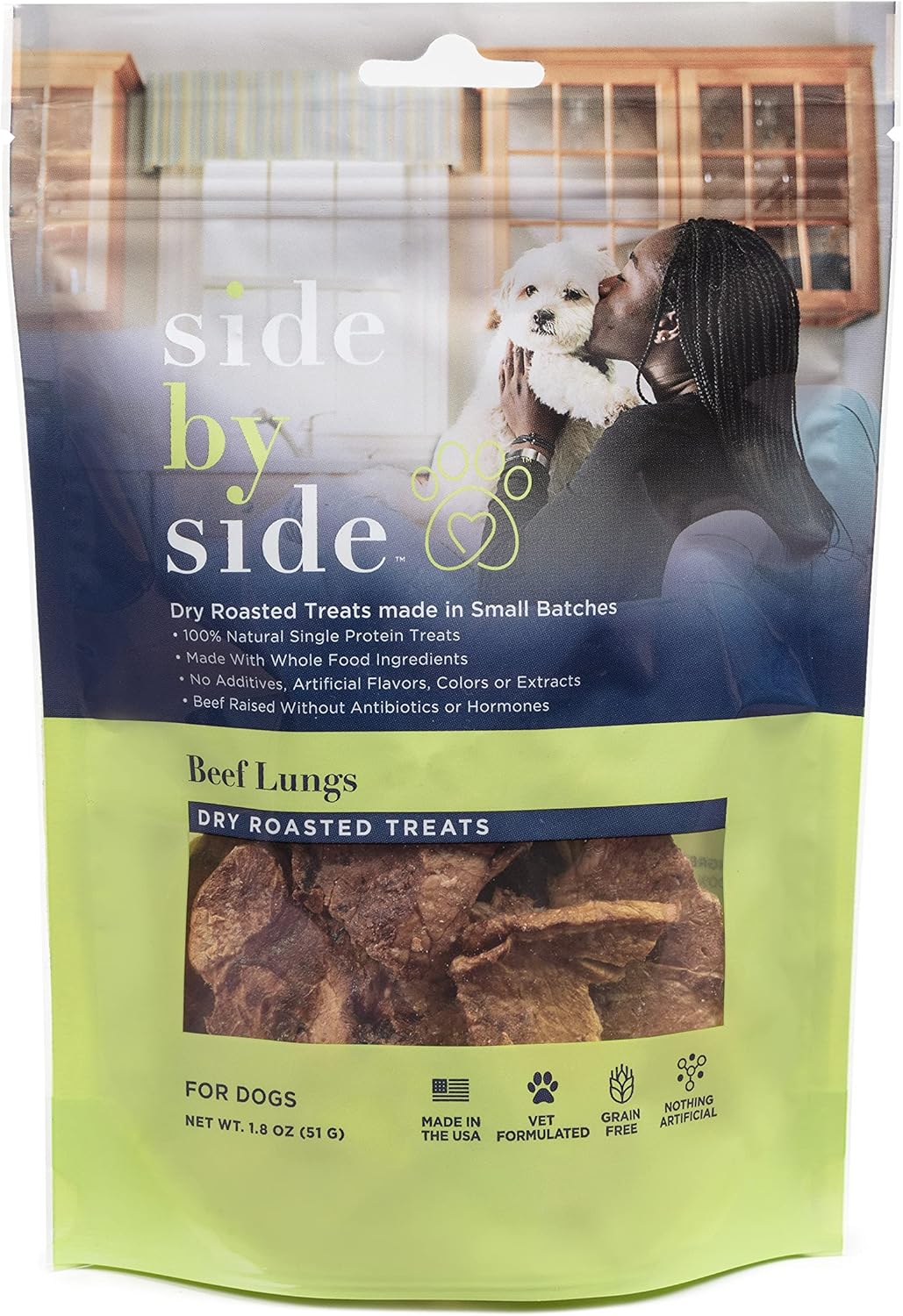 Beef Lung Treats Side by Side Dry Roasted Treats for
