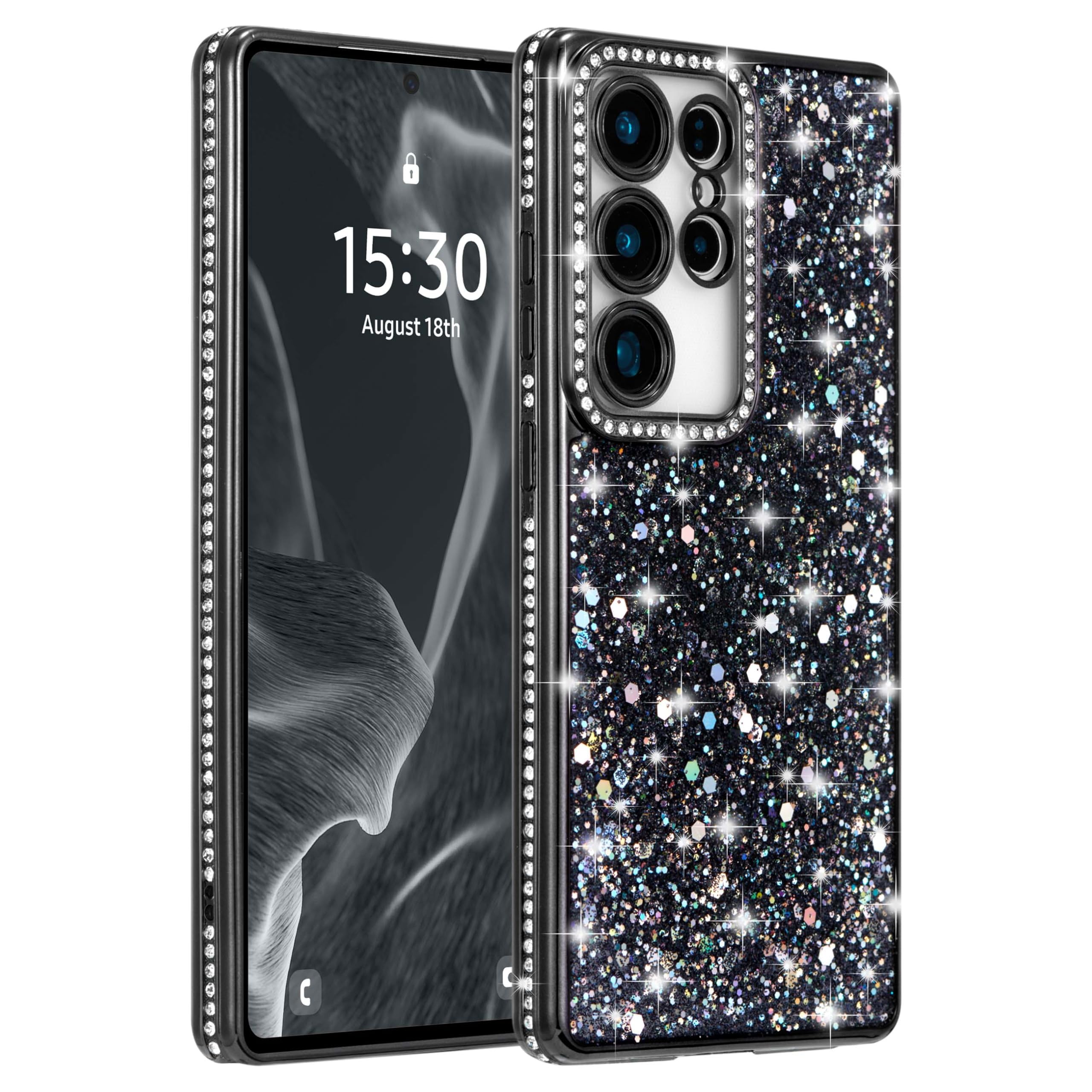 FABSPARK Case for Samsung Galaxy S25 Ultra,Glitter Crystal Diamond Rhinestone Sequin Shiny Bling Sparkly Glossy Luxury Electroplated,Aesthetic Cute