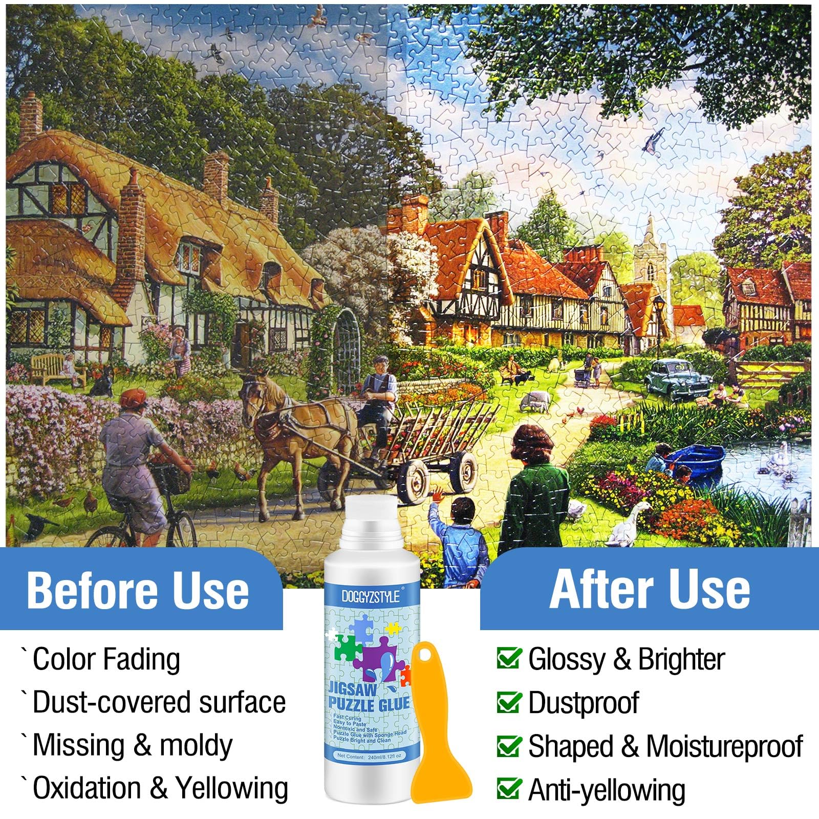 240ML Pegamento Para Rompecabezas Actualizado Con Aplicador,Pegamento Transparente Soluble En Agua Para Rompecabezas Especial Para Manualidades,No Tóxico Y De Secado Rápido,240ML Puzzle Glue