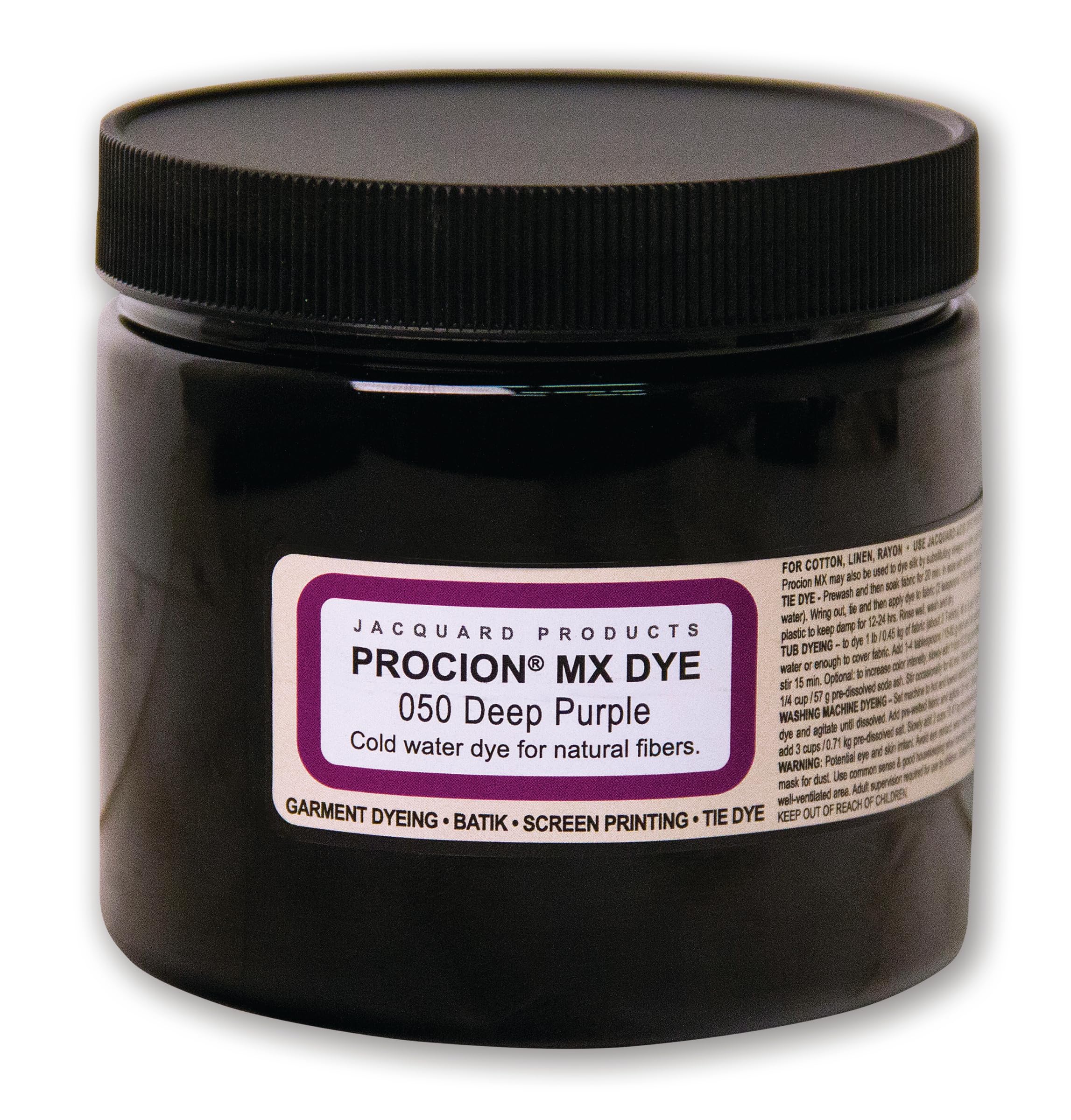 Jacquard Procion Mx Dye - Undisputed King of Tie Dye Powder - Deep Purple - 8 Oz - Cold Water Fiber Reactive Dye Made in USA