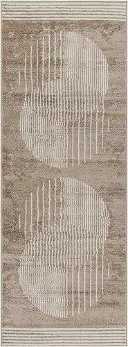 Miniatura 2 de Livabliss Floransa - Alfombra geométrica moderna, 2 pies 7 pulgadas x 7 pies 3 pulgadas, marrón medio