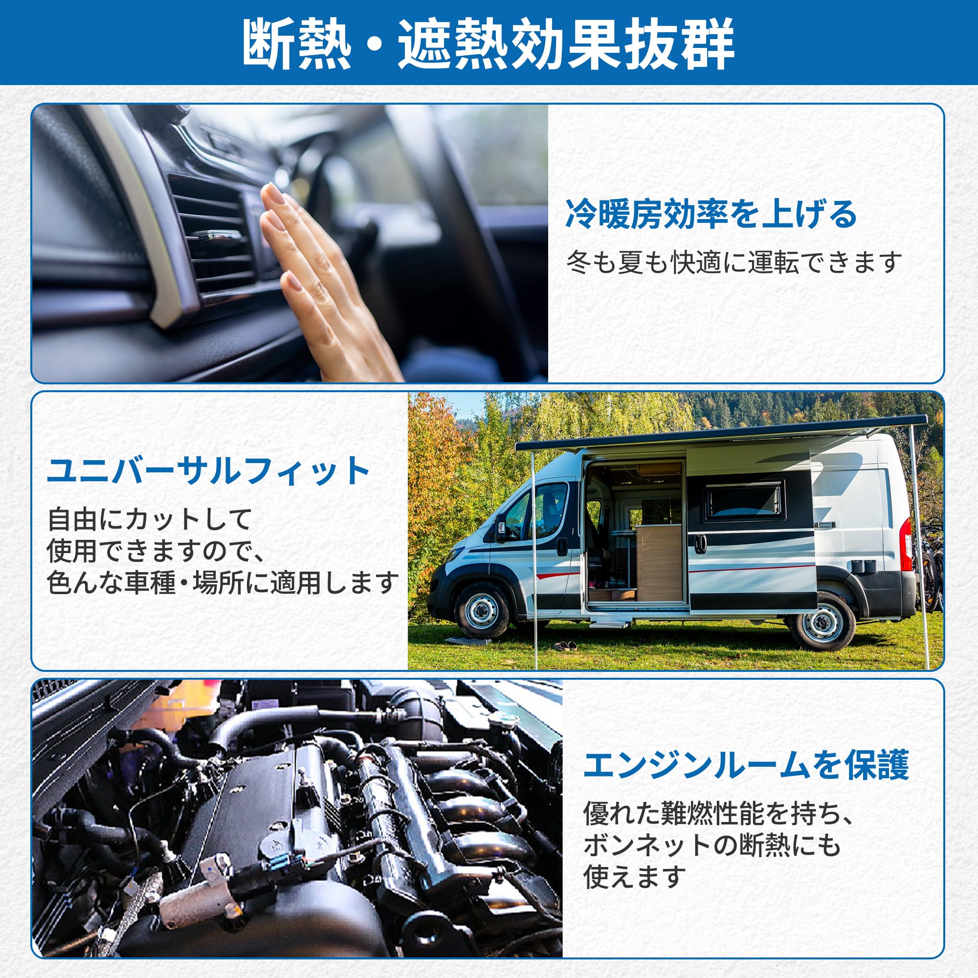 FUELHOOD 断熱マット 厚さ6mm*200cm*50cm 車用 熱反射 吸音 防音 遮音防音材料 アルミ繊維 内装パーツ アクセサリー