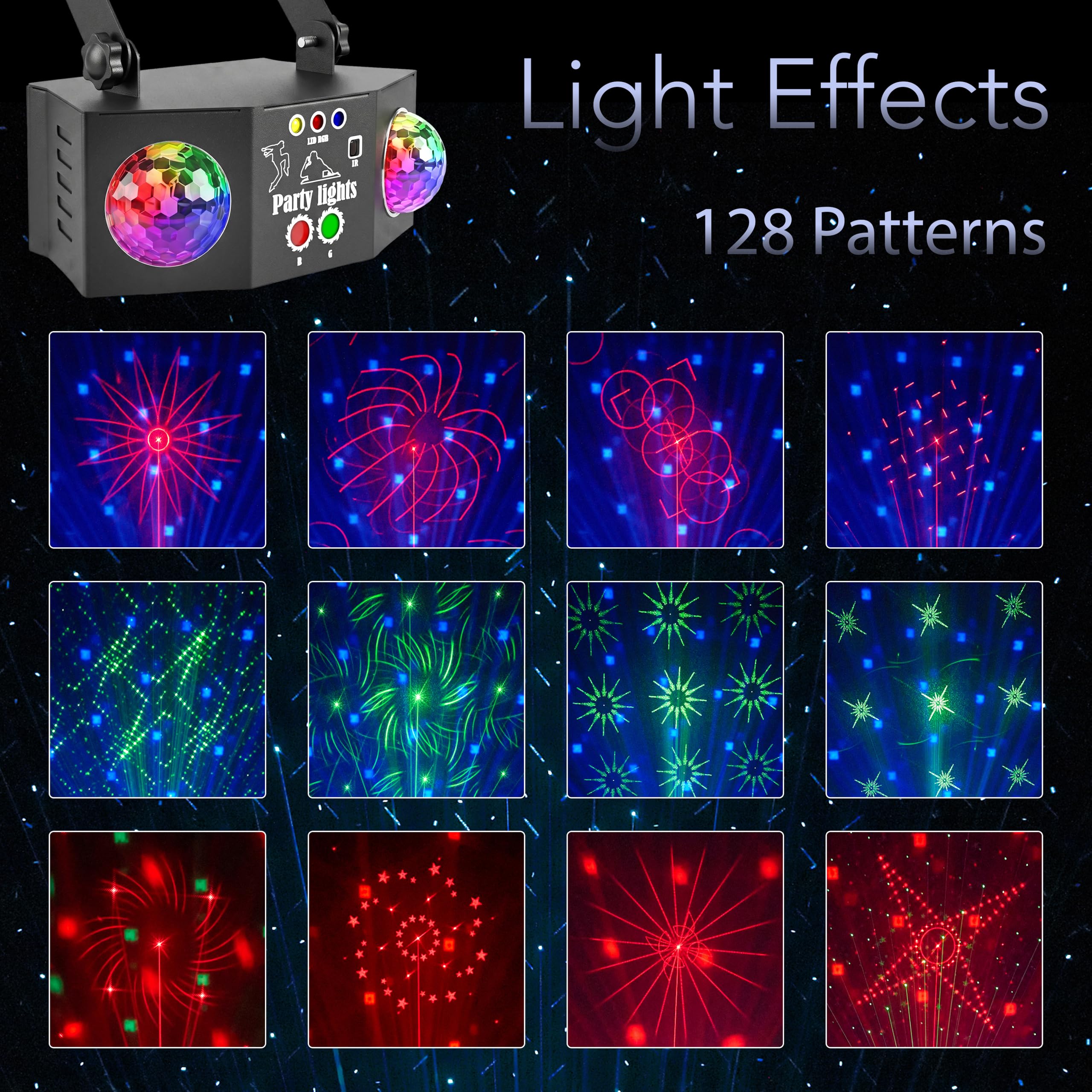 Miralin Boule Disco LED avec Laser et Stroboscope – Lumière DJ Réactive au Son, Télécommande, Éclairage Fête Anniversaire, Maison, Mariage, Scène, Festival, Événement