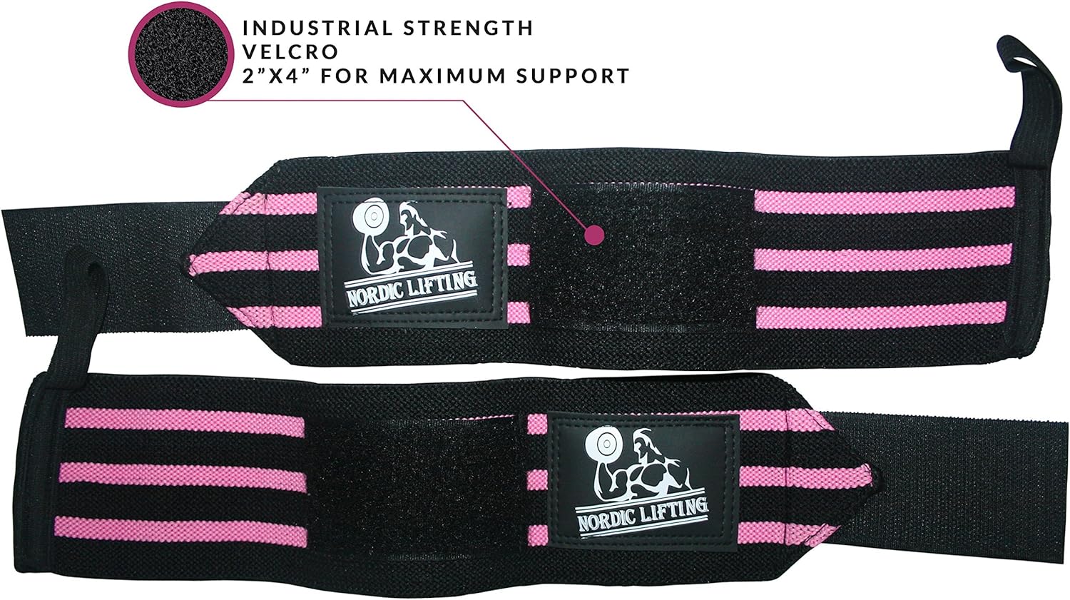 Nordic Lifting Knee Sleeves (1 Pair) Medium, Pink and Wrist Wraps (1 Pair/2 Wraps) 14" for Weightlifting (Pink)